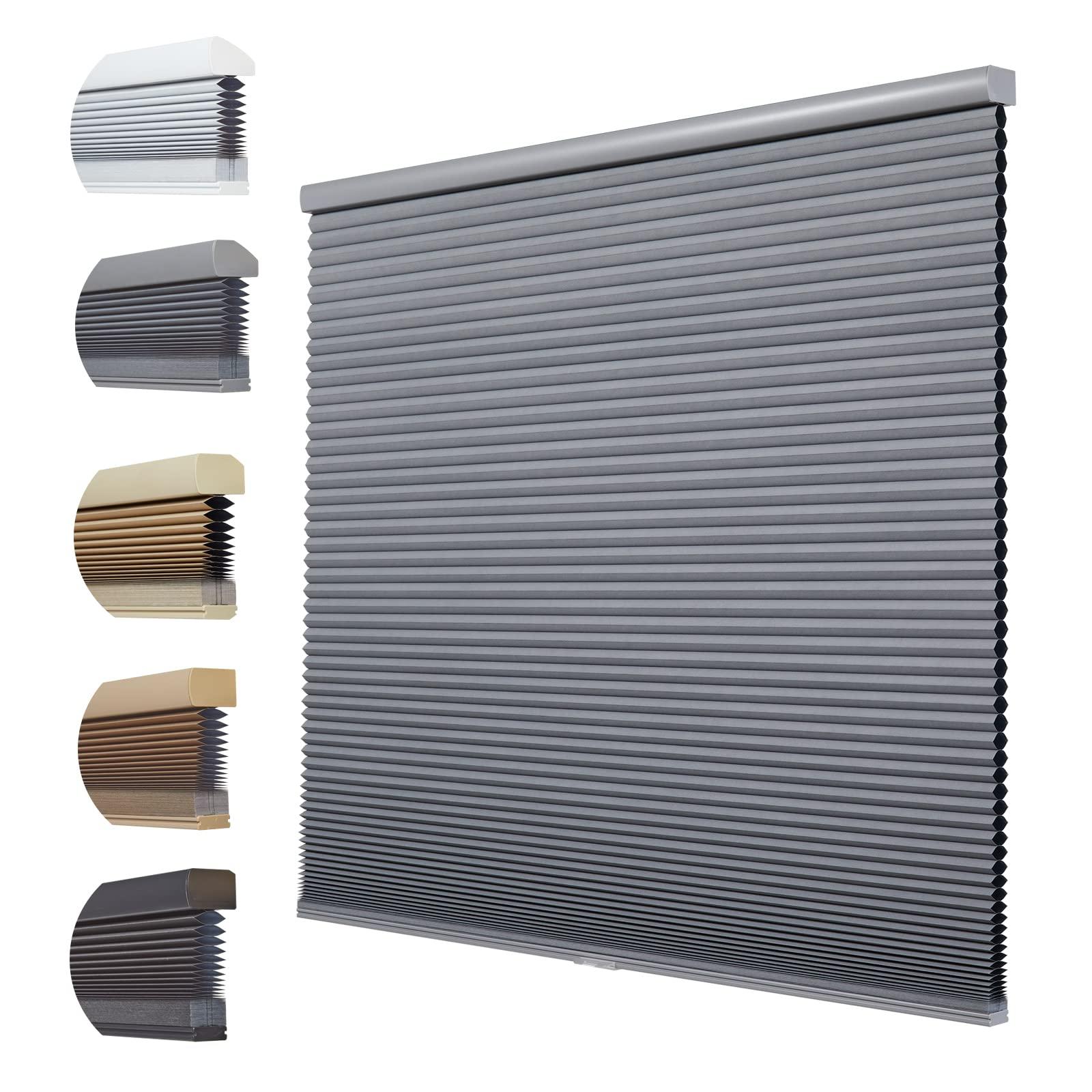 Persilux Persilux Cellular Window Shades Honeycomb Blinds for Windows Cordless Thermal Insulated Noise Reduction Bottom up for Home, Night Grey, 42.5" W x 54" H