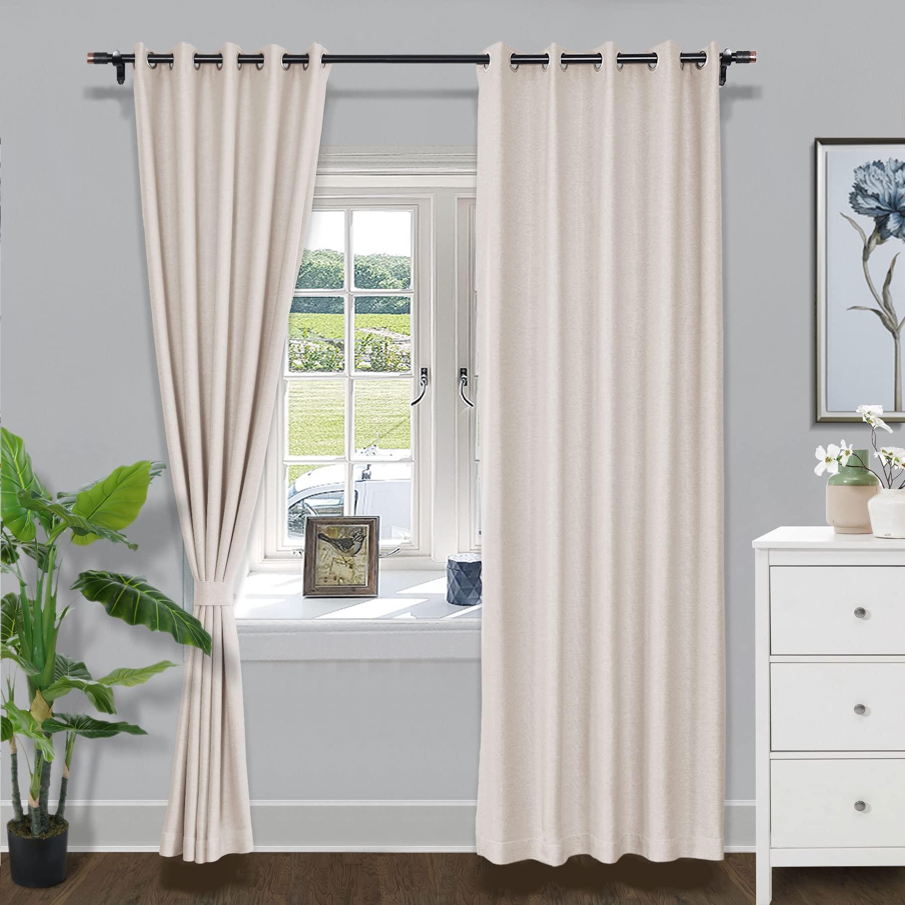 Fcosie Fcoise Extra Wide Blackout Curtains, Heavy Linen Texture Drapes, Thermal Insulated & Energy Saving Window Curtains, Blocking Out 90% Sunlight Draperies Drapery, 1 Panel, 120" W x 84" L, Ivory White
