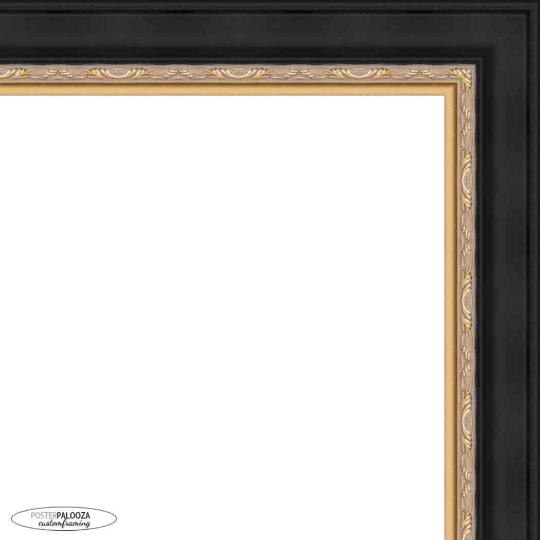 Poster Palooza Poster Palooza 20x10 Frame Black and Gold Ornate Solid Wood Picture Frame | 1.5 Inch Moulding Width | with UV Acrylic Plexiglass, Foam Board Backing & Hanging Hardware Included