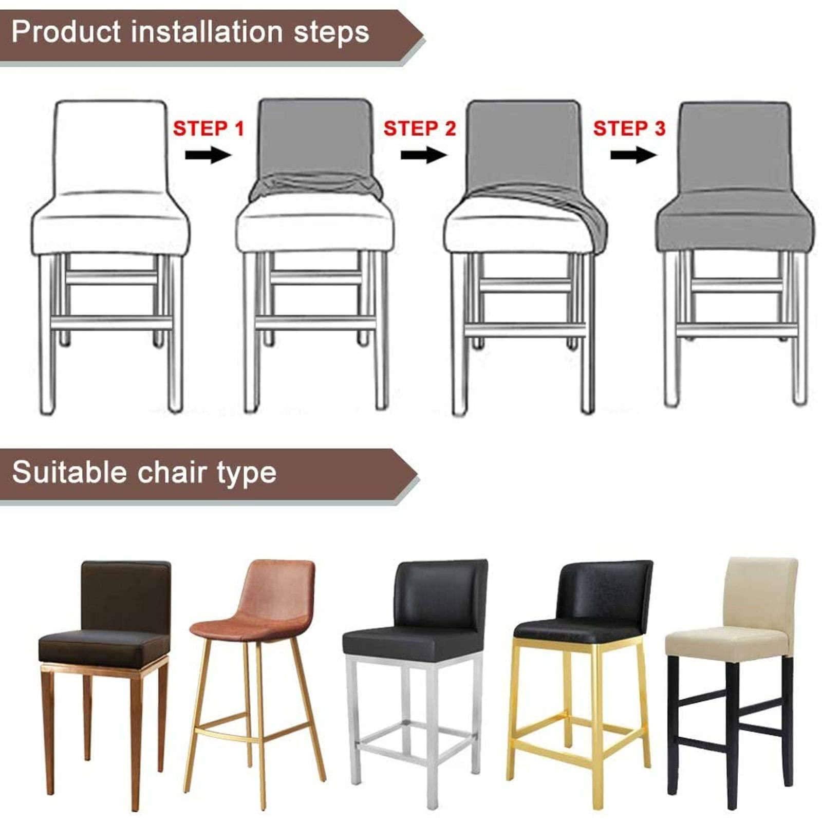Telusu Thick Velvet Bar Stool Covers Set of 1/2/4/6/8 Stretch Counter Barstool Slipcovers Furniture Chair Seat Cover with Elastic Bottom Dining Room Chair Covers Universal Size