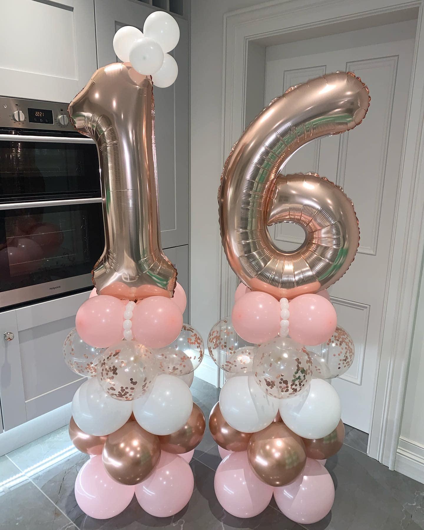 LHOAVWE 40 Inch Rose Gold 16 Number Balloons Giant Jumbo Huge 16 61 Foil Mylar Helium Number Digital Balloons Rose Gold Birthday Mylar Digital Balloons 16th Birthday Anniversary Events Party Decorations