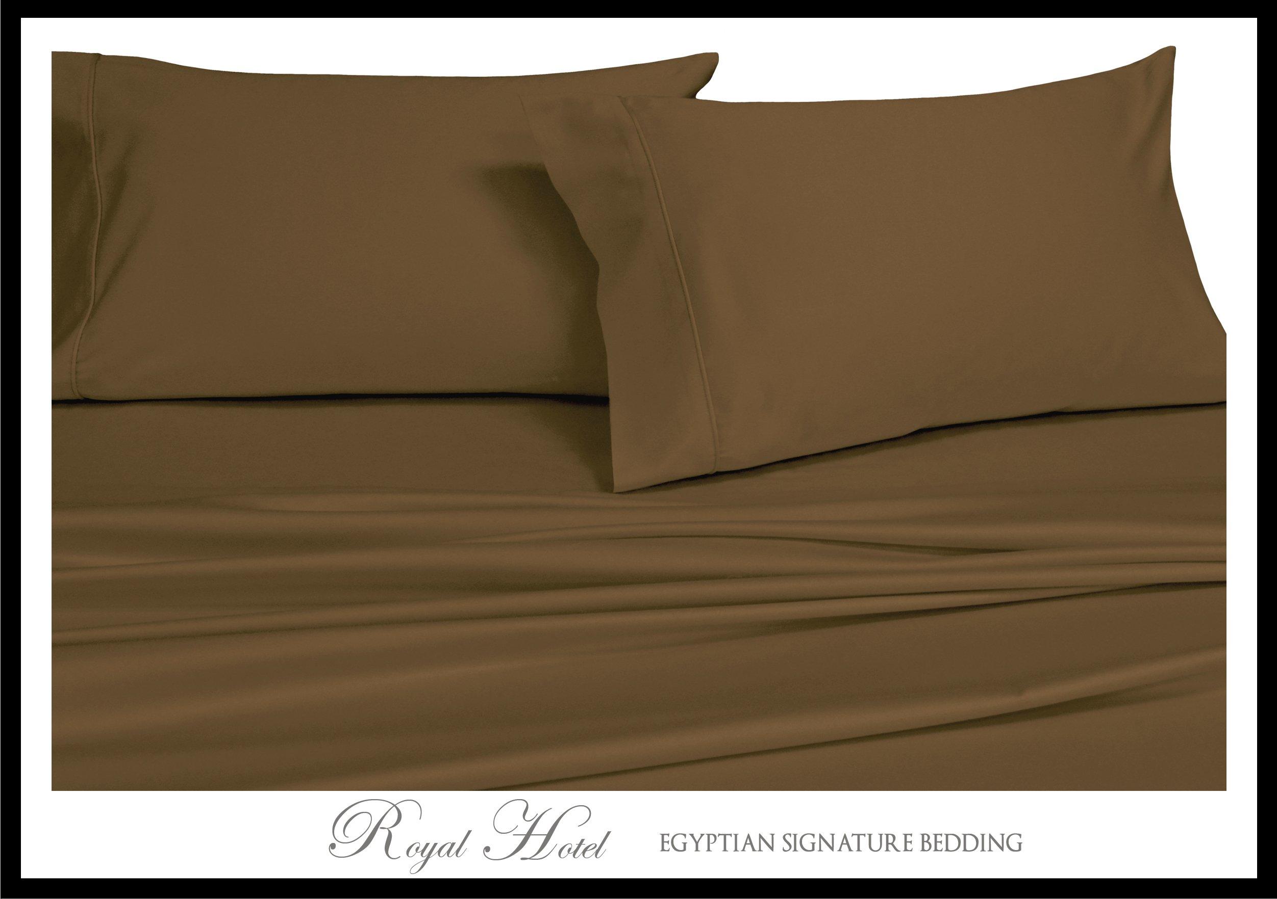 Royal Hotel Bedding Royal Hotel Bedding Split-King: Adjustable King Bed Sheets 5PC Solid Taupe 100% Combed Cotton 550-Thread-Count, Deep Pocket