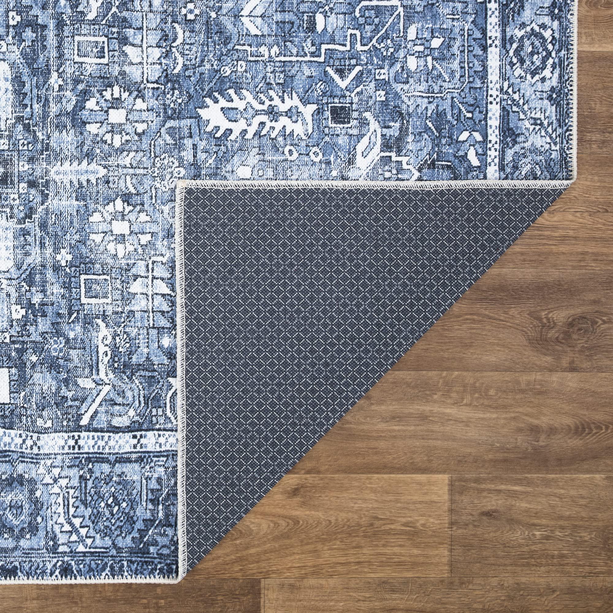 Bloom Rugs Bloom Rugs Washable Non-Slip 10 ft Runner - Blue Traditional Runner for Entryway, Hallway, Bathroom, and Kitchen - Exact Size: 2.5\' x 10\'