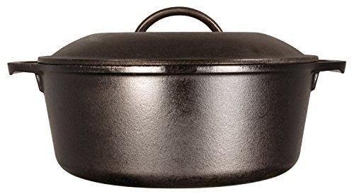 Lodge Lodge L8DOL3HH41PLT Cast Iron Dutch Oven with Handle Holders, 5 quart, Black/Red