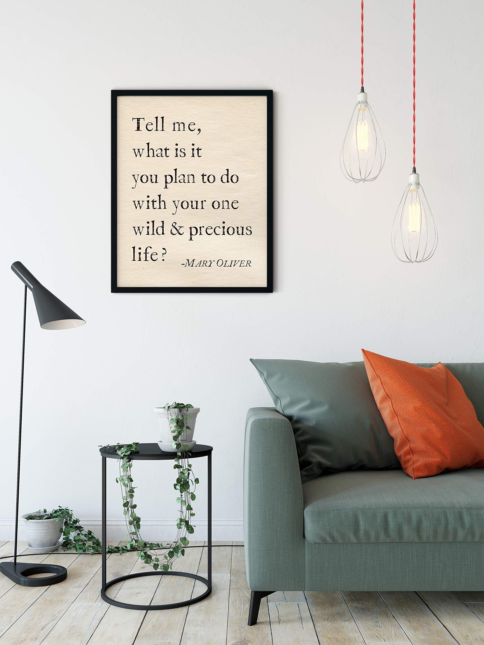 Sage Light Design Co Your One Wild and Precious Life Mary Oliver Poetry Inspirational Wall Art | 11x14 UNFRAMED Warm Vintage Paper Print | Encouraging, Positive, Modern, Typography Home Decor