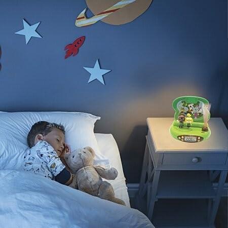 LEXiBOOK LEXIBOOK Nintendo-Animal Crossing Projector Alarm Clock for Kids-with Night Light and Time Projection to The Ceiling, Sound Effects, Boys, Girls, Green