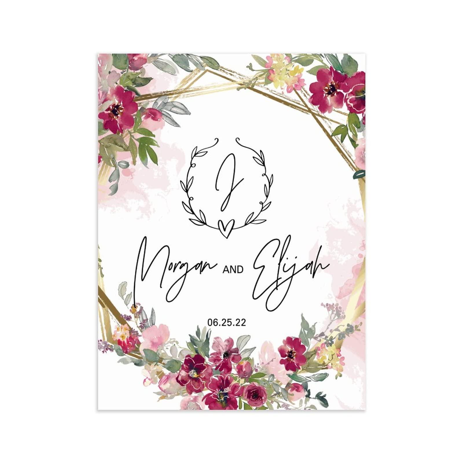 Wodevor Wooden Welcome Sign Wedding Welcome Sign Elegant Monogram Design Unique Wedding Sign Wedding Signs for Ceremony Customized Rehearsal Dinner Party Welcome Board 24X18 Inch