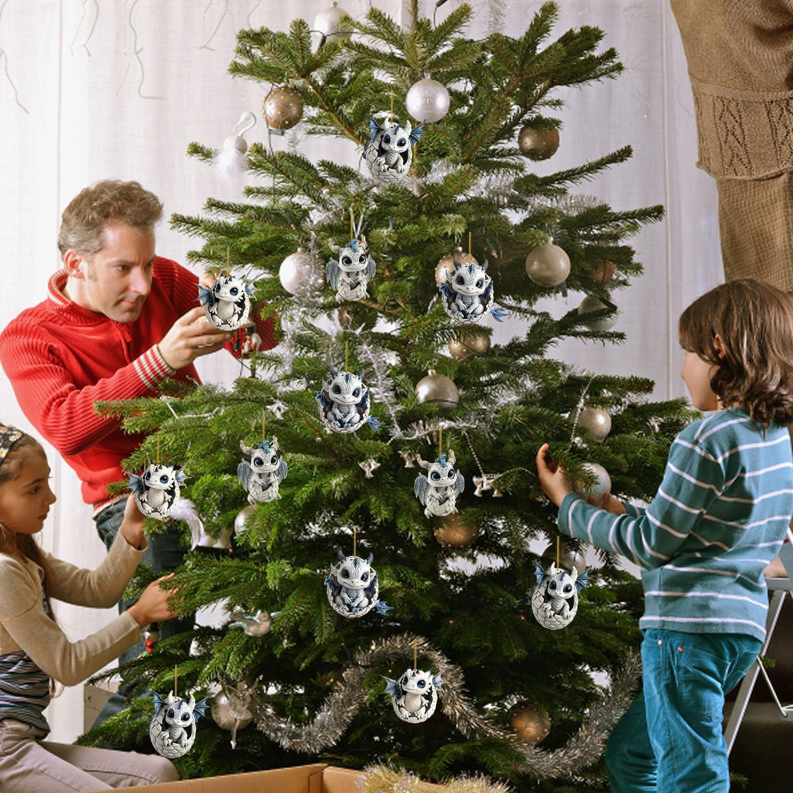 Whedai Hanging Lighted Christmas Decorations New Christmas Tree Decoration Acrylic Flat Pendant 2D Party New Year Christmas Crafts Independent Day Gnome (B, One Size)