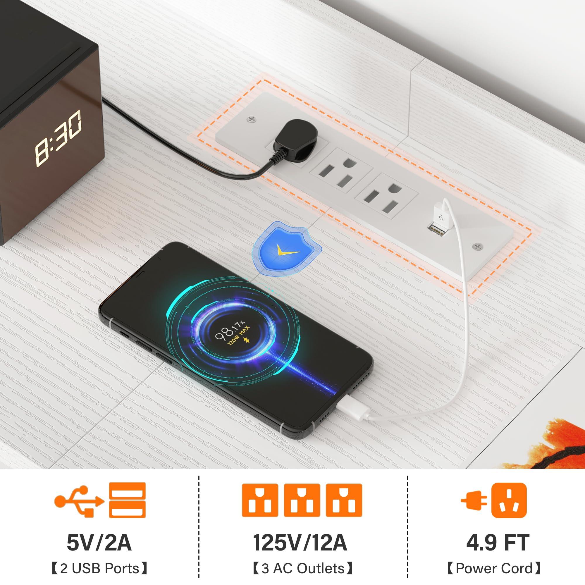 EnHomee EnHomee Dresser TV Stand with 11 Drawers for 60\" TV Stand for Bedroom with LED Lights & Power Outlets Long Dresser for Bedroom with Shelves & 4 Hooks Sturdy Metal Frame & Wood Top, White