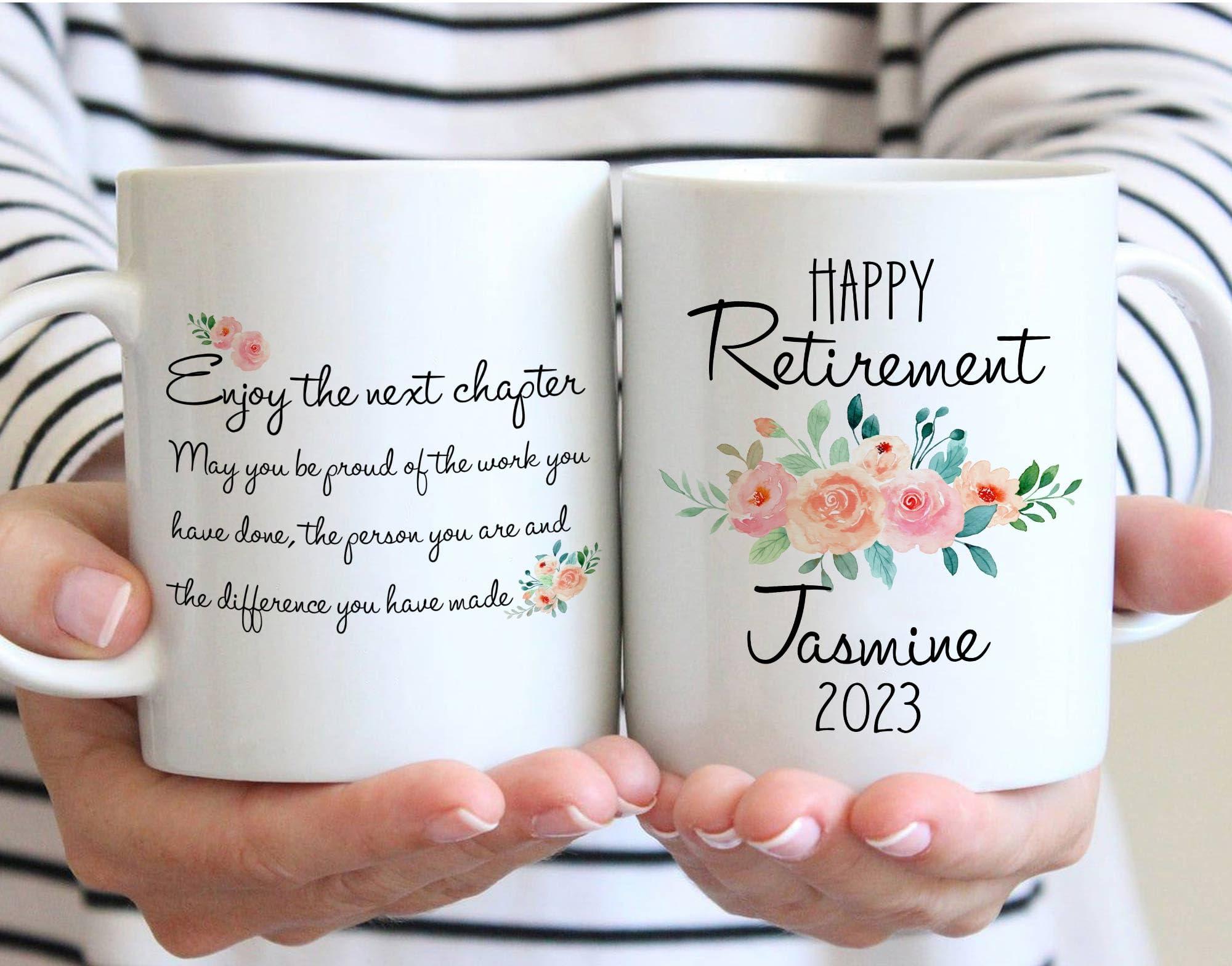 Dalatso Personalized Retirement Mug, Custom Name Coffee Mug, Custom Mugs For Mom Grandma Coworker Friends, Happy Retirement Gifts For Women, Retired Gift Idea Retired Grandparent, Coworker Gifts for Her