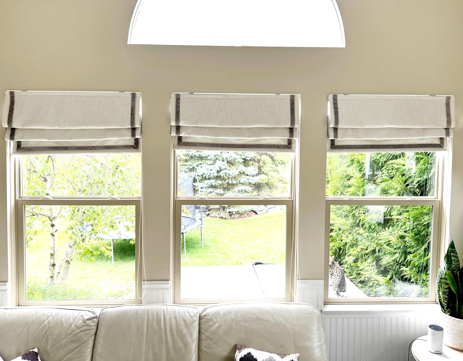 Ikiriska Custom Roman Shades. Any Size Our Fabric with Blackout or Cotton Lining. Match Our Custom Curtains. Hardware Included. Valances (51~60" W x 40~59" L Inches, Cotton or Satin)