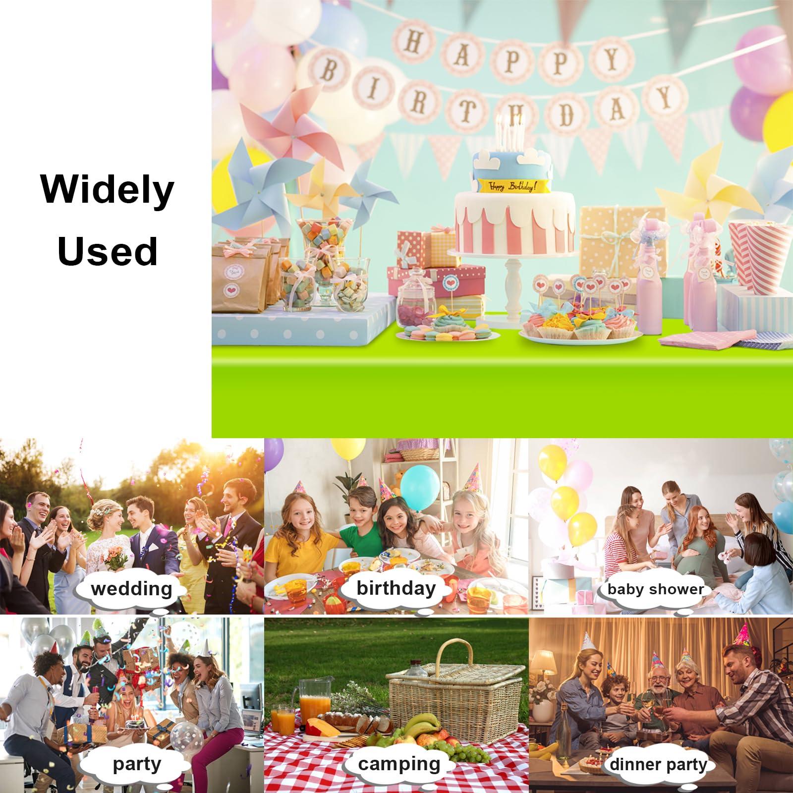 LIKAJON LIKAJON 3 Pack Lime Green Tablecloth, Rectangular Plastic Table Cloths for Parties Disposable, 54x108 in Waterproof Tablecloth for Birthday Party Baby Shower Picnic Valentines