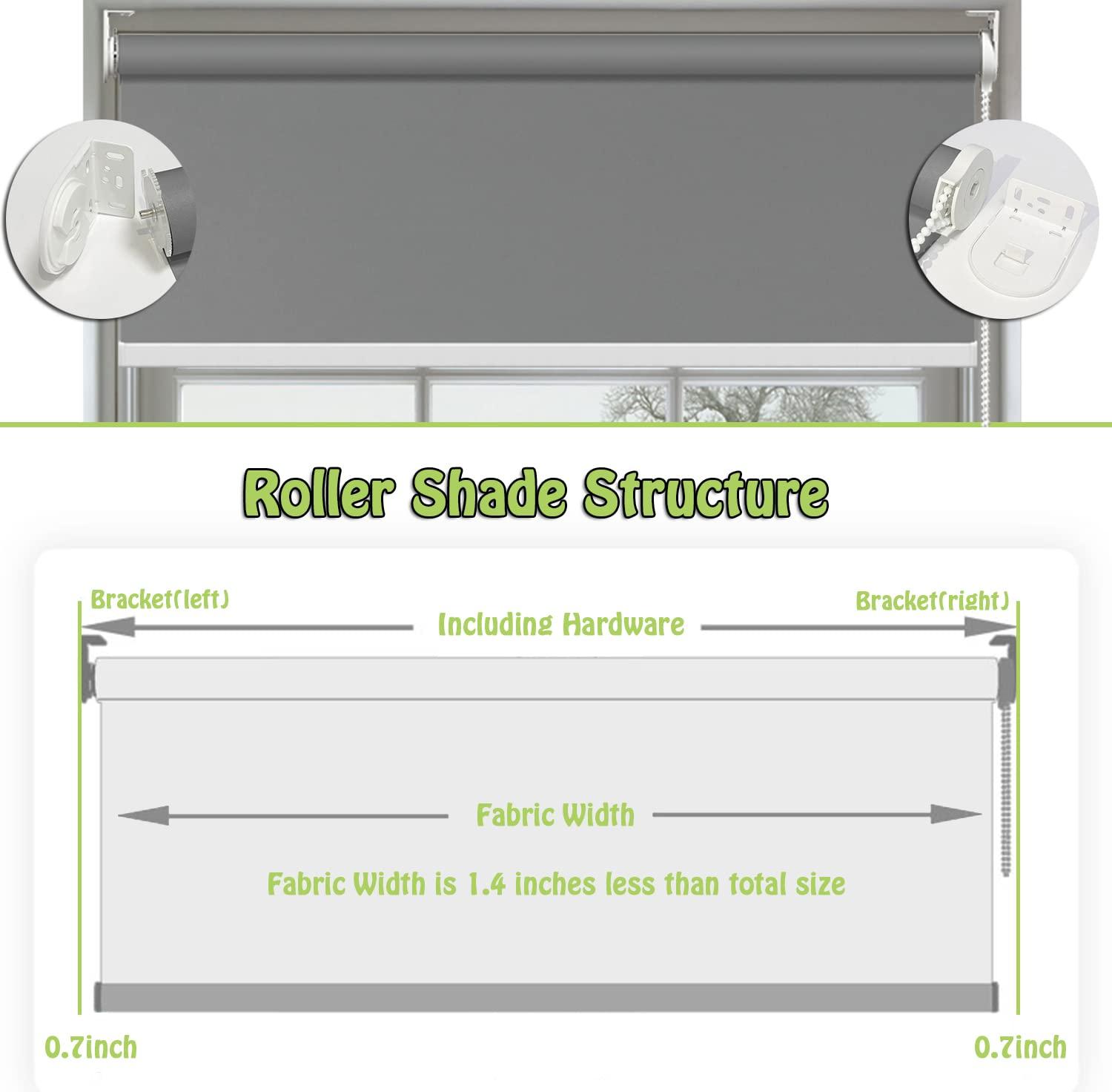 fhsblinds FHSBLINDS Custom Blinds for Windows Roller Shades for Windows-Room Darkening Waterproof Blackout Window Blinds & Shades for Home Kitchen Bedroom Office (Grey 100% Blackout, 64" W x 48" H)