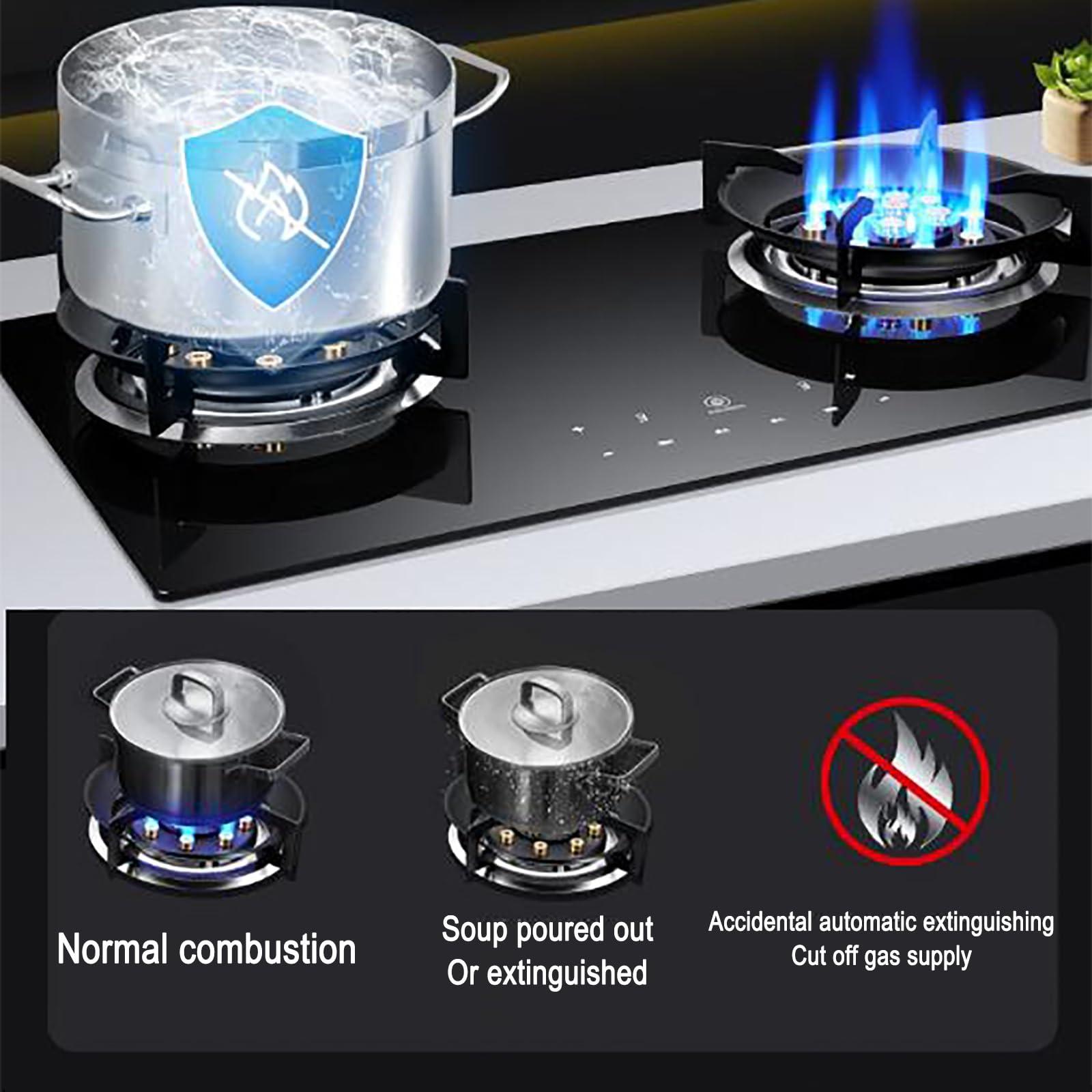 THEGA 5.2KW Gas Cooker - Portable Gas Stove, Tabletop And Flush-mounted Pulse Electronic Ignition Gas Ranges, Touch Control Double Burner Gas Cooker With Timer Function, Easy Clean Stove Gas Stove(LPG)