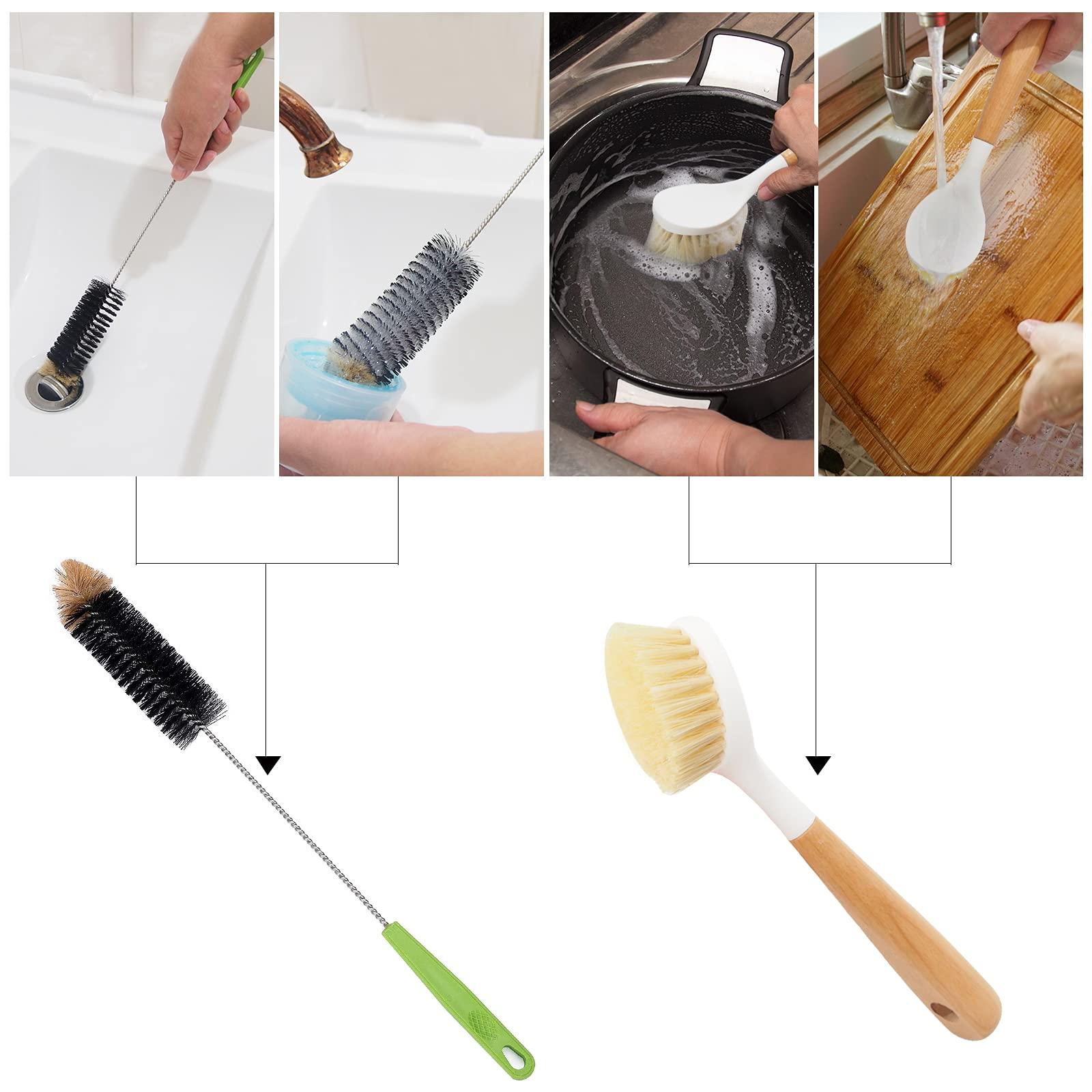 Haomaomao Bottle Brush, Bendable Long Handle Cleaner Brushes for Cleaning Neck Bottles, Baby Bottles, Water Bottles, Tumblers, Flask, Bird Feeder, Vase and Home Kitchen Sink Cleaning Brush