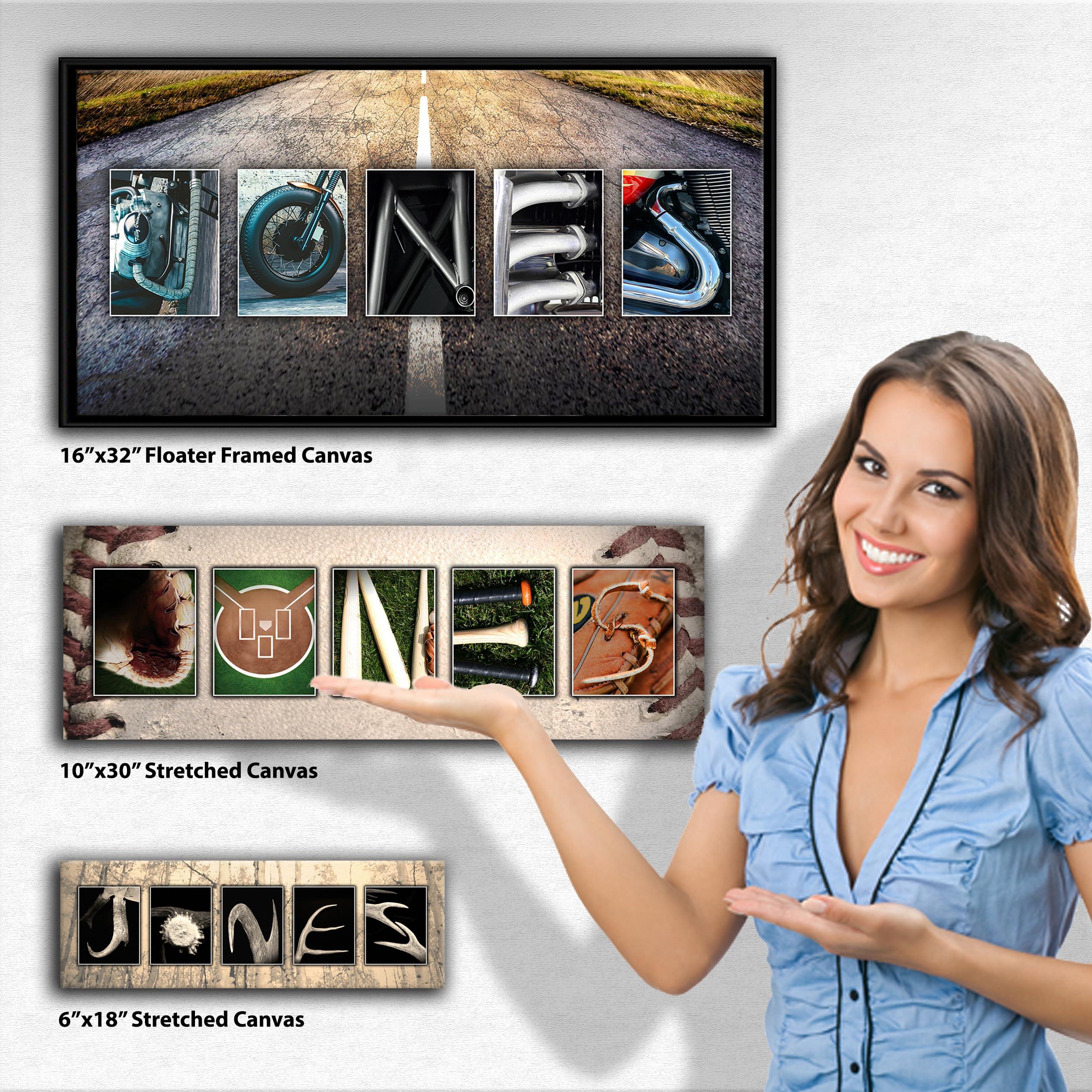 Personal-Prints Personal-Prints BICYCLE Personalized Cyclist Name Art Dcor Gift | Customized Unique Bike Name Art Present (16\"x32\" Float Framed Canvas)