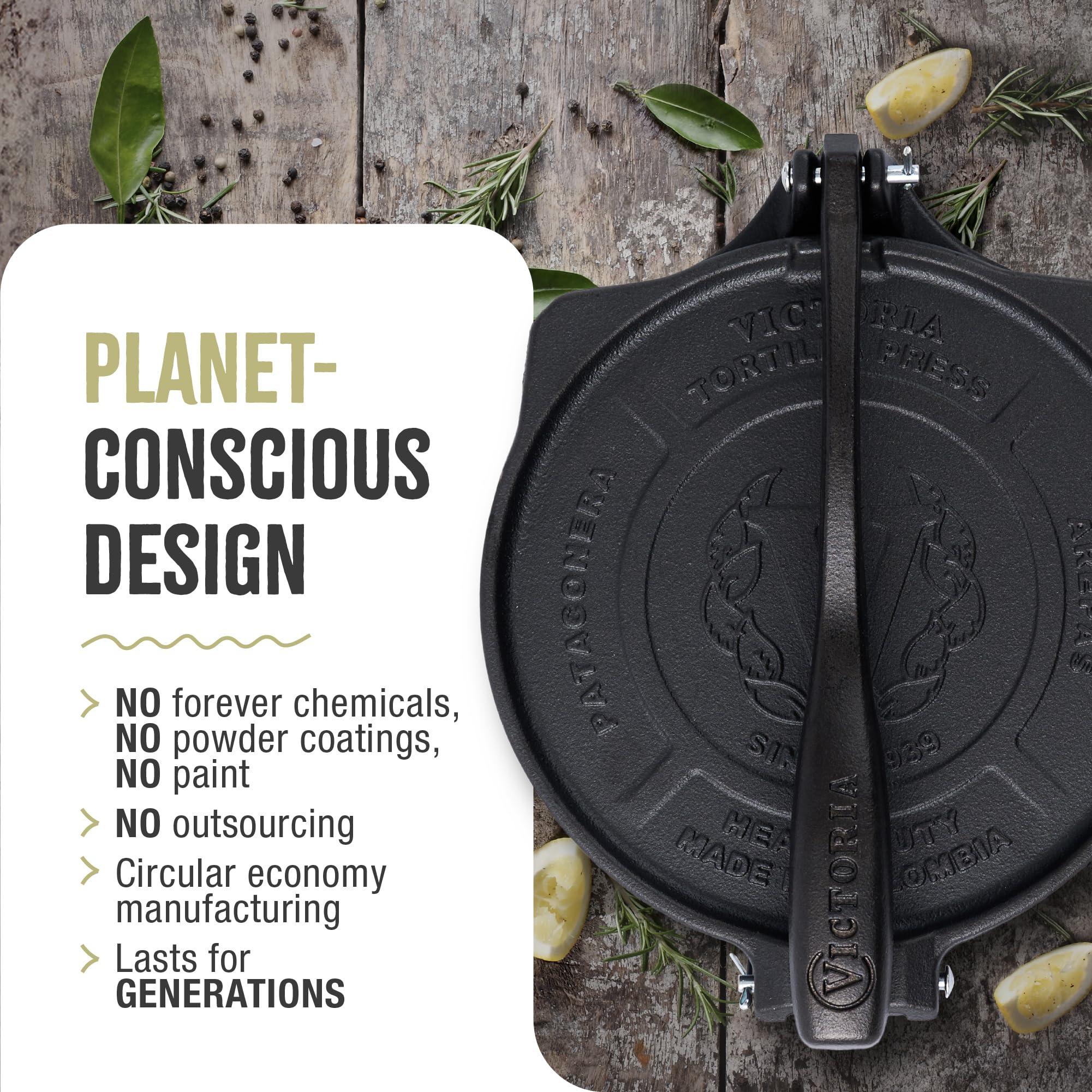 Victoria Victoria 8-Inch Commercial-Grade Cast-Iron Tortilla Press, Made from Super-Durable HD Iron, Made in Colombia
