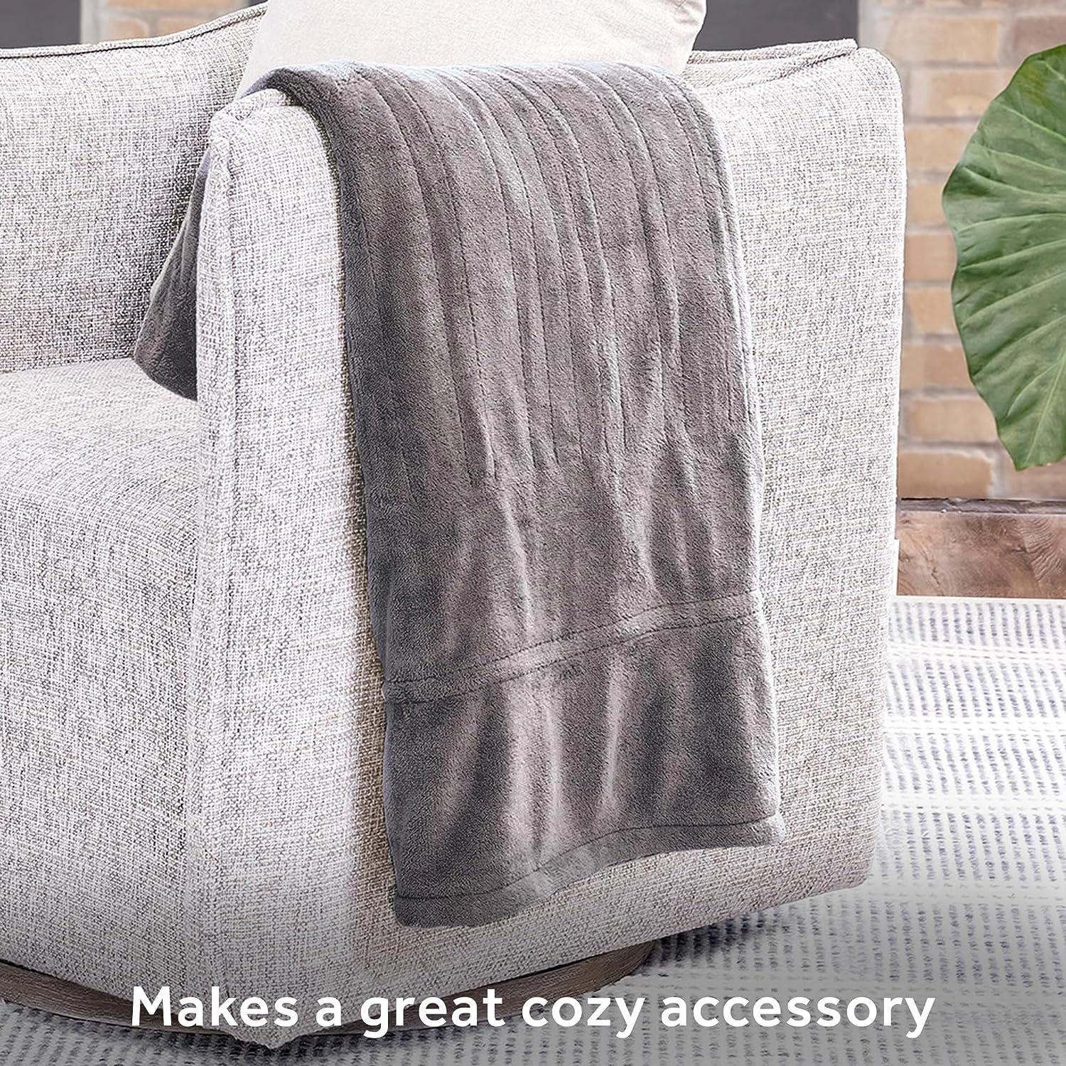 Sunbeam Sunbeam Royal Luxe Dove Grey Heated Personal Throw Blanket Cozy-Warm Adjustable Heat Settings