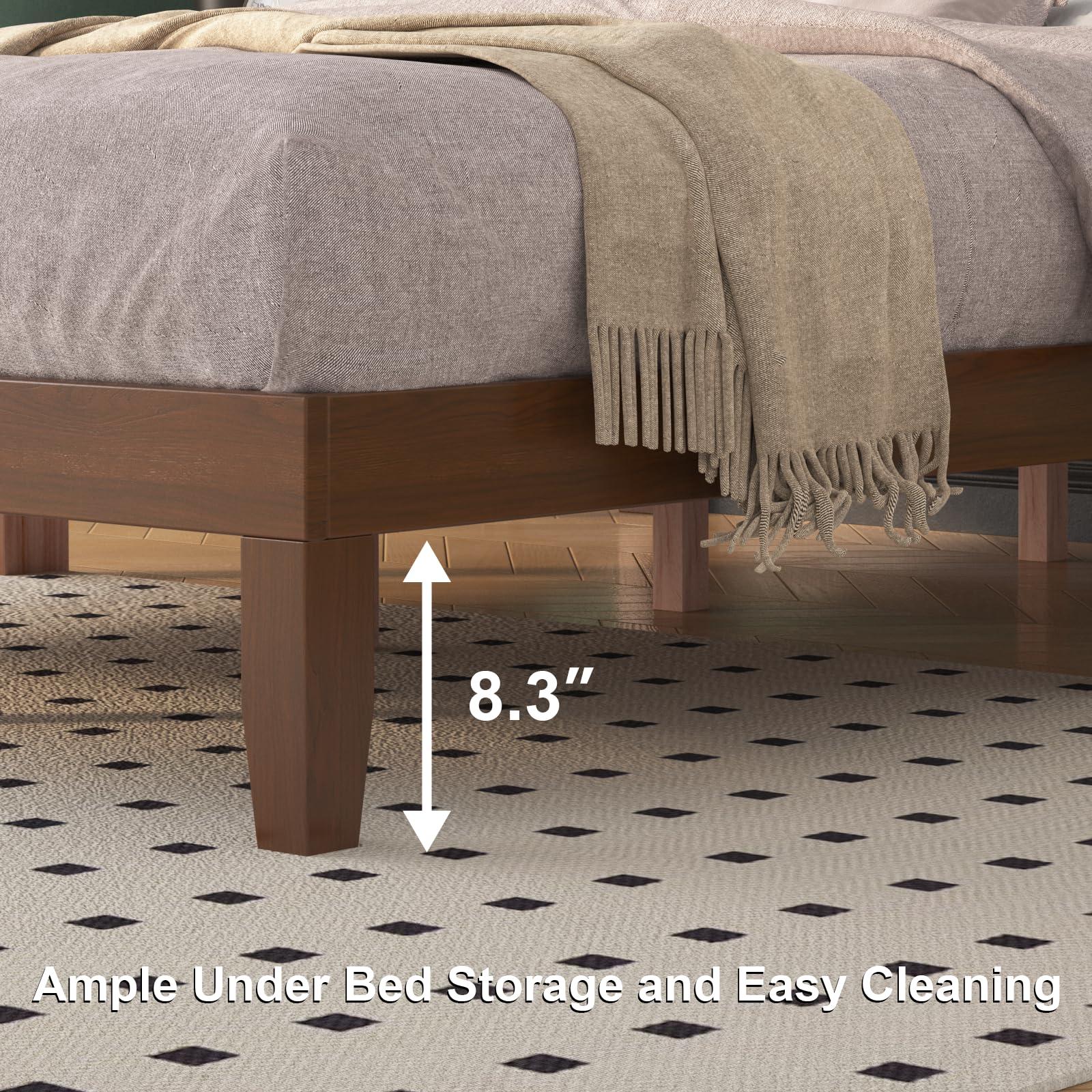 Natulliy Natulliy King Bed Frames,Wood Platforms Bed with Wooden Slats Support,No Box Spring Needed,Easy Assembly,King,Pine