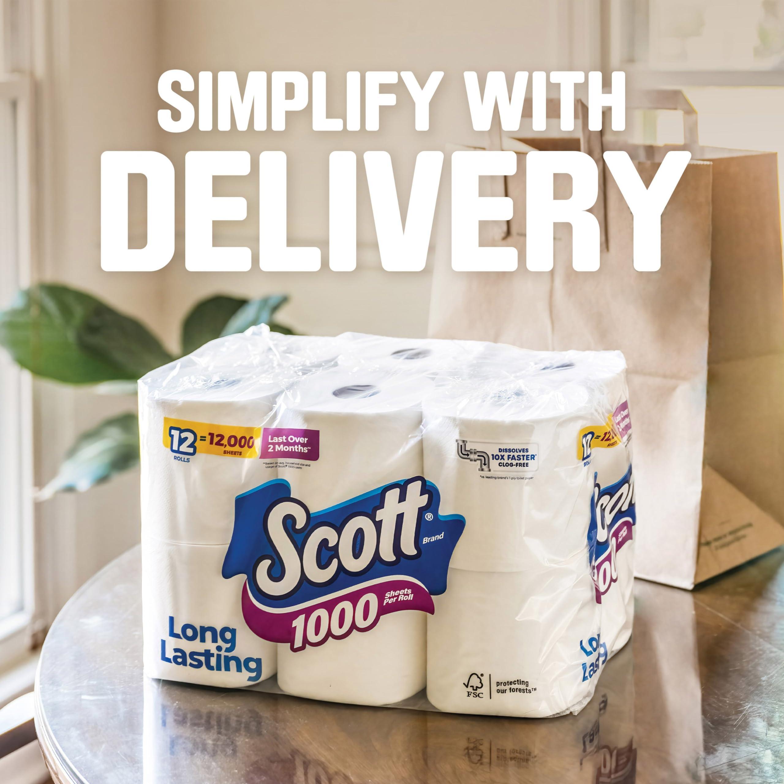 Scott Scott 1000 Toilet Paper, 8 Rolls, Septic-Safe, 1-Ply Toilet Tissue