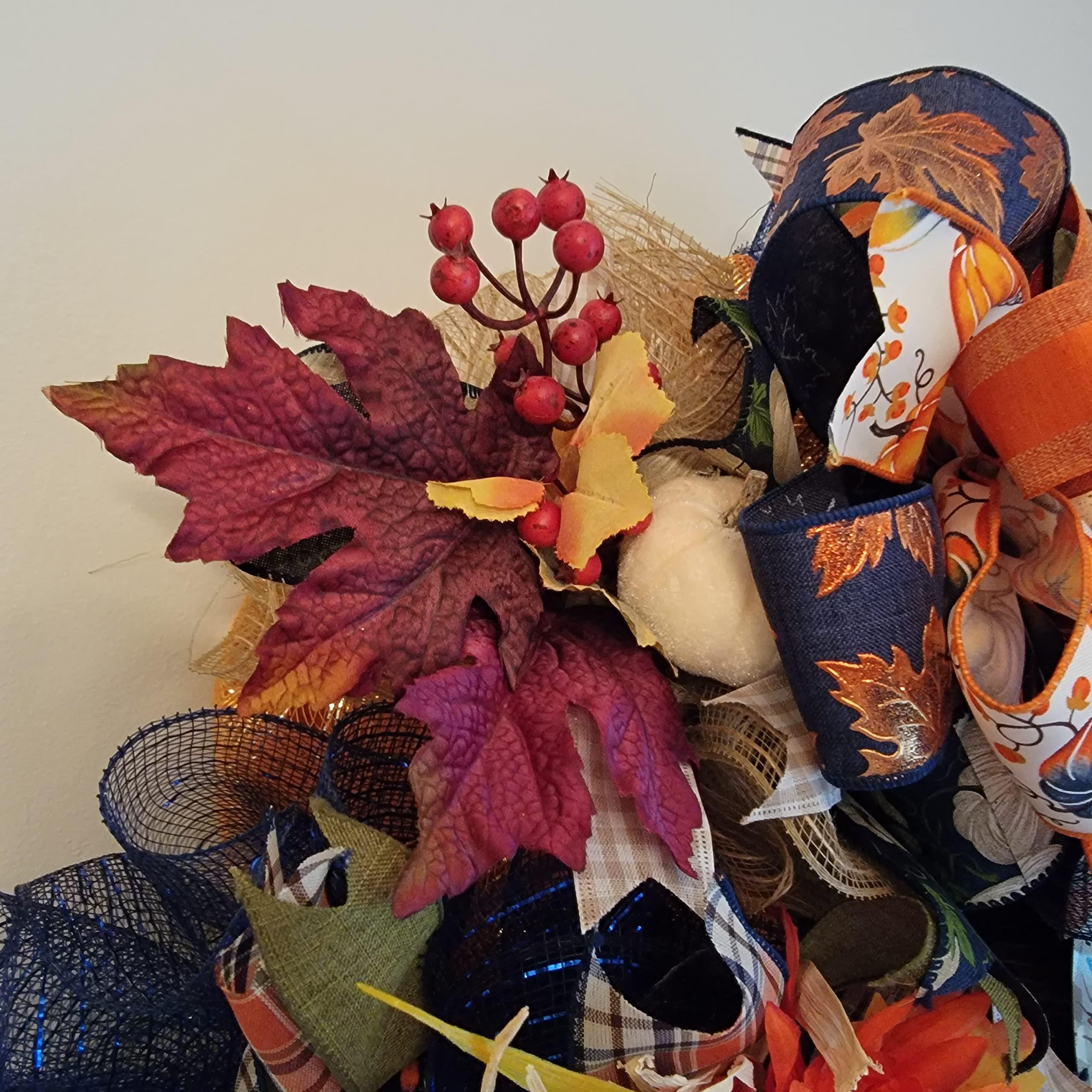 Generic Fall Deco Mesh Wreath, Thanksgiving Wreath