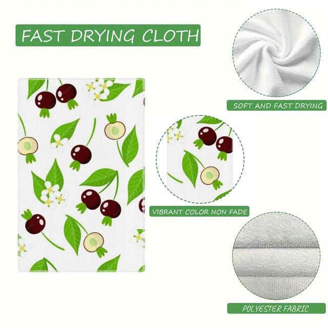 Uptell Uptell Hand Towels Cherry Exotic Fruits Flowers Leafs White Kitchen Towels Dish Towels Set of 2,16x24 Inch Drying Dishcloth,Farmhouse Home Seasonal Spring Decorations