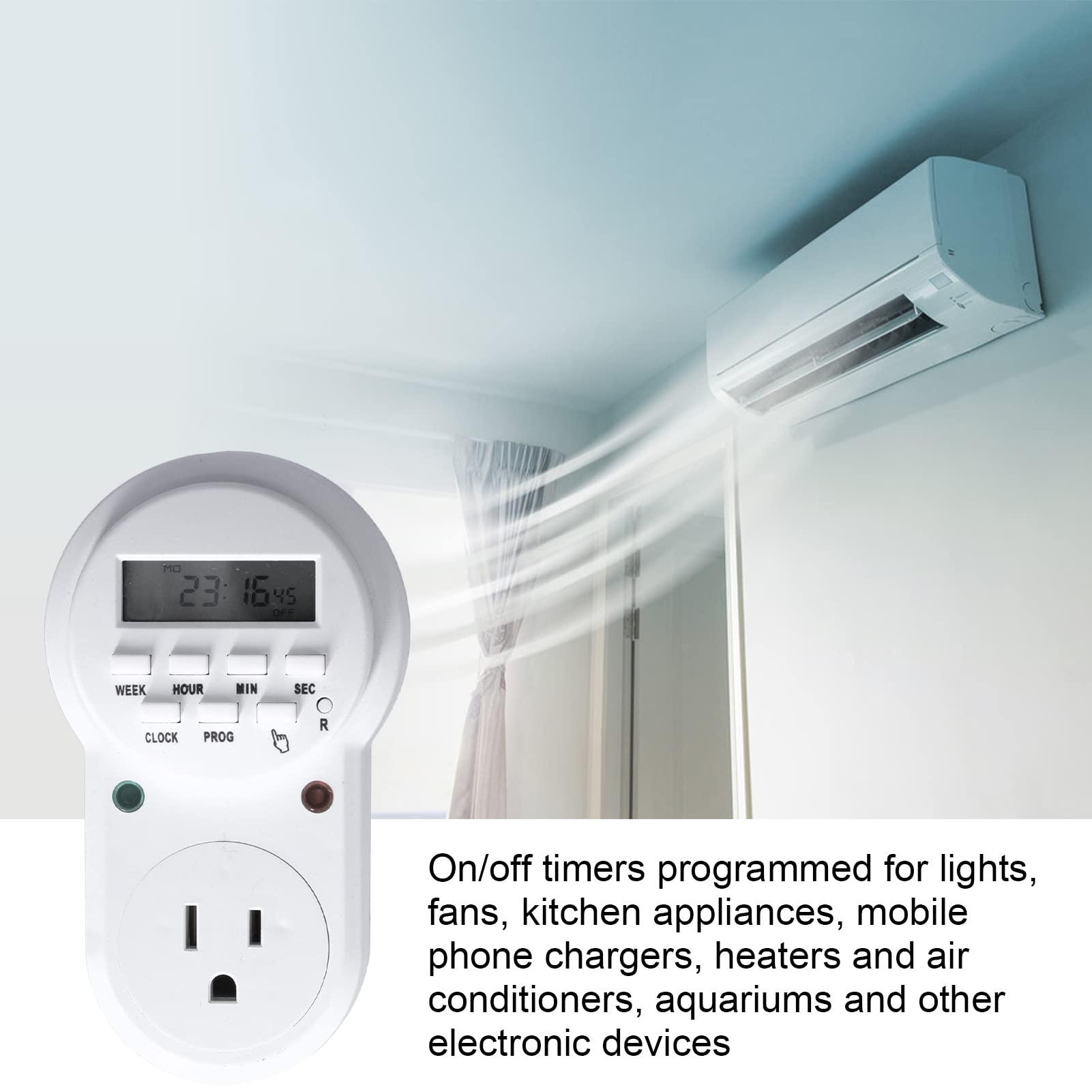 Fdit Digital Programmable Outlet Timer for Lights, Kitchen Appliances, Chargers, Daylight Saving Time Function with 7 Operation Buttons