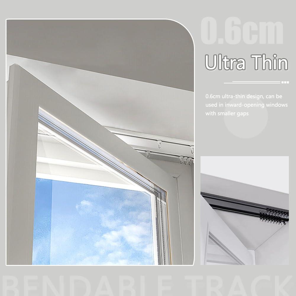 HomeLoft Basics Curtain Double Tracks Ceiling Mount Curtain Rail Ultra Thin Aluminium Curtain Rod For Living Room Bedroom Room Divider 120/170/250/300/480/500cm(Carbonizedcolor:Black,Size:4 FT)