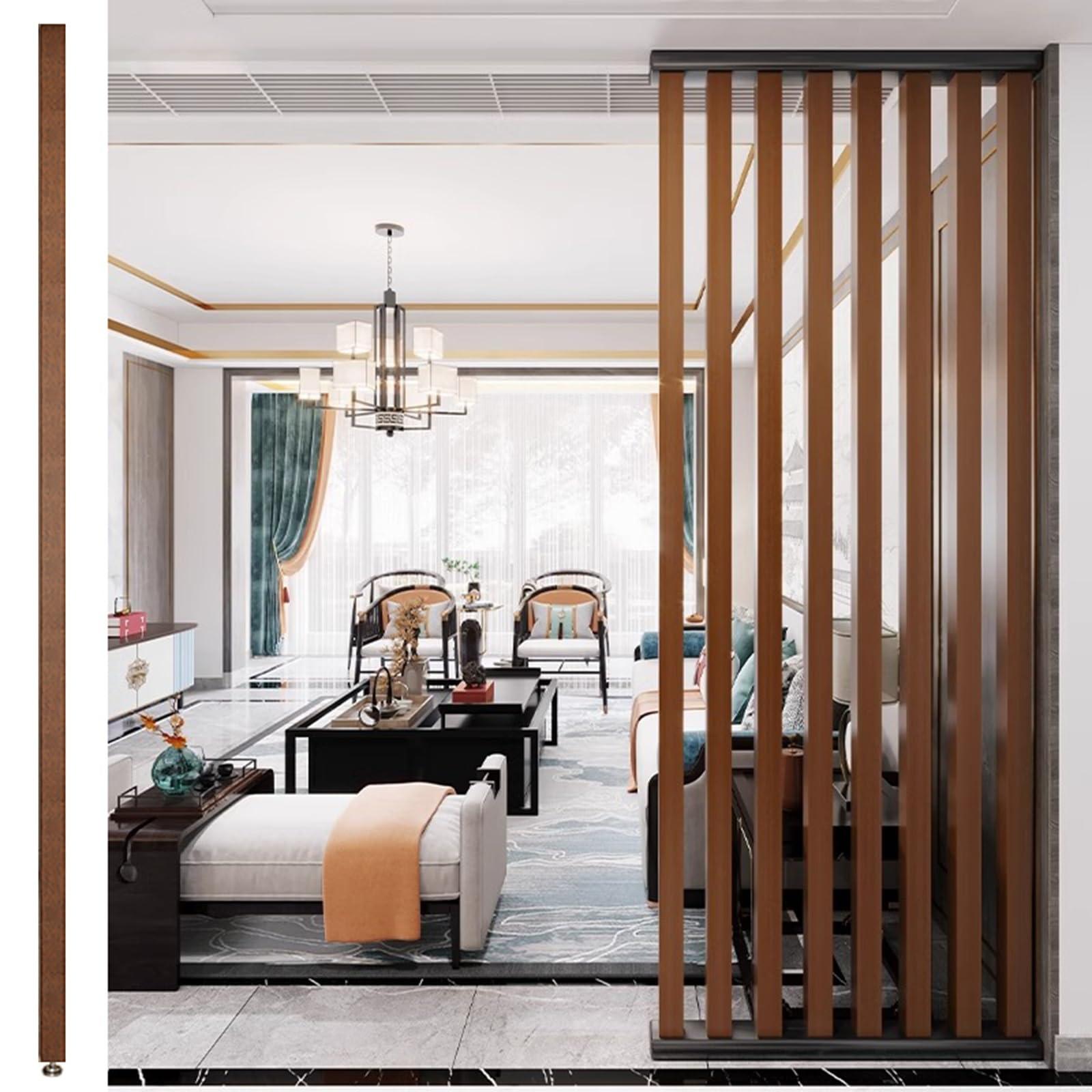 WAHHWF 2ft/3ft/4ft/5ft/6ft/7ft/8ft Tall Wall Partition Room Divider Floor to Ceiling Wooden Slats, Wood Privacy Screens/Room Separation Deviders Post Column for Bathroom Daycare Studio Apartment (Color : W