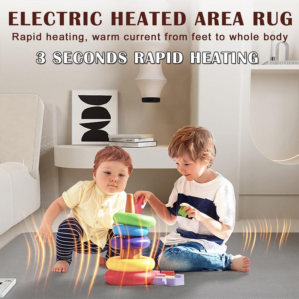 vhdurike vhdurike Radiant Electric Heated Rug, Large Area Pad Warming Heater, Carbon Crystal Floor Heating Pad, Electric Heated Floor Mats for Office Home,120 * 200cm