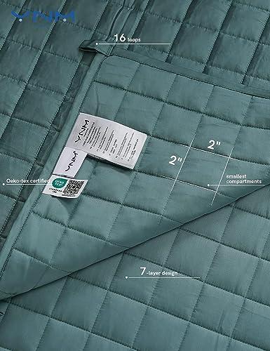 YnM YnM Exclusive Cooling Weighted Blanket, Smallest Compartments, Bed Blanket for One Person of 140lbs, Ideal for Twin/Full Bed (48x72 Inches, 15 Pounds, Sea Grass)