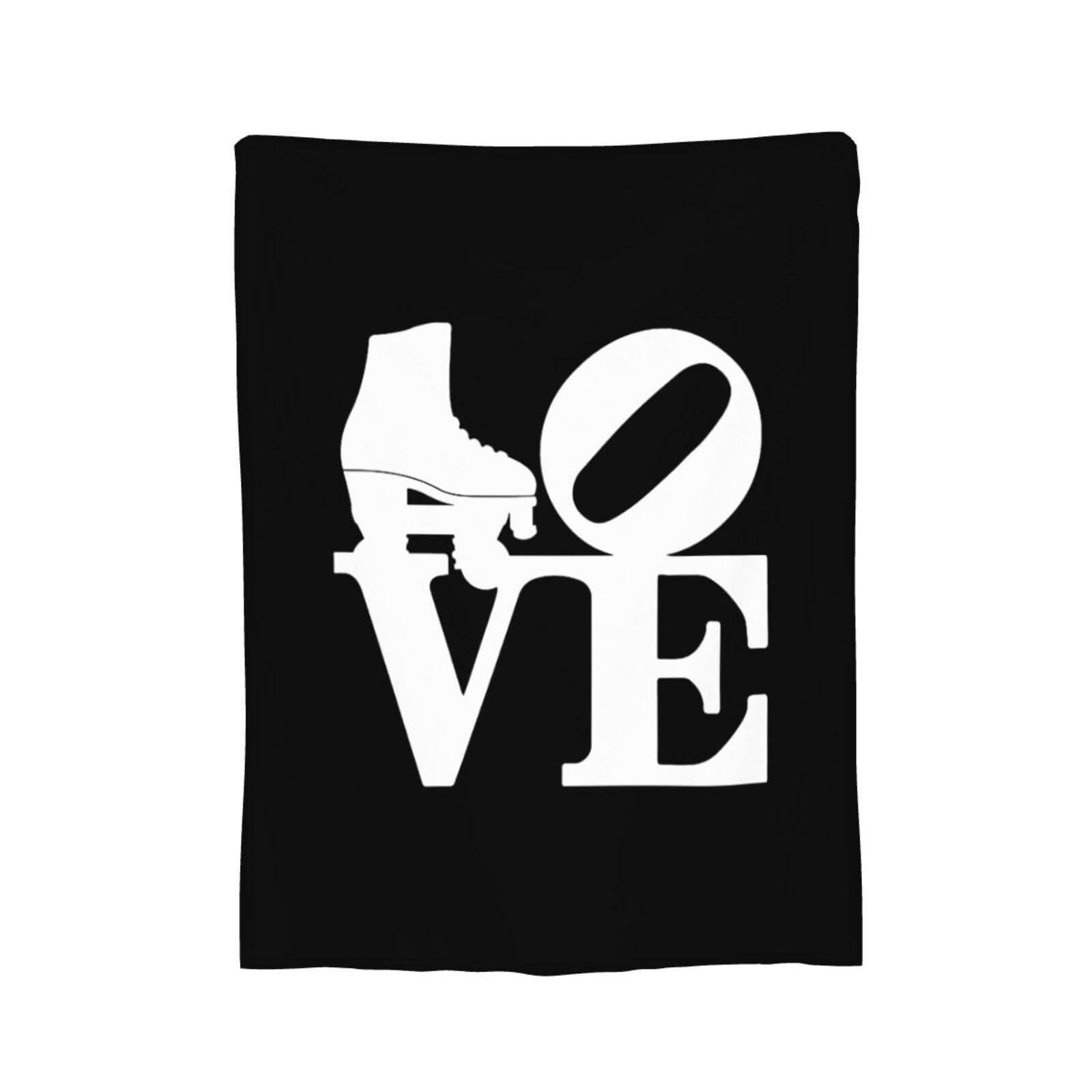BERULL Love Roller Skate Black Super Soft Fleece Blanket Sofa Flannel Blanket Bedding for Living Room