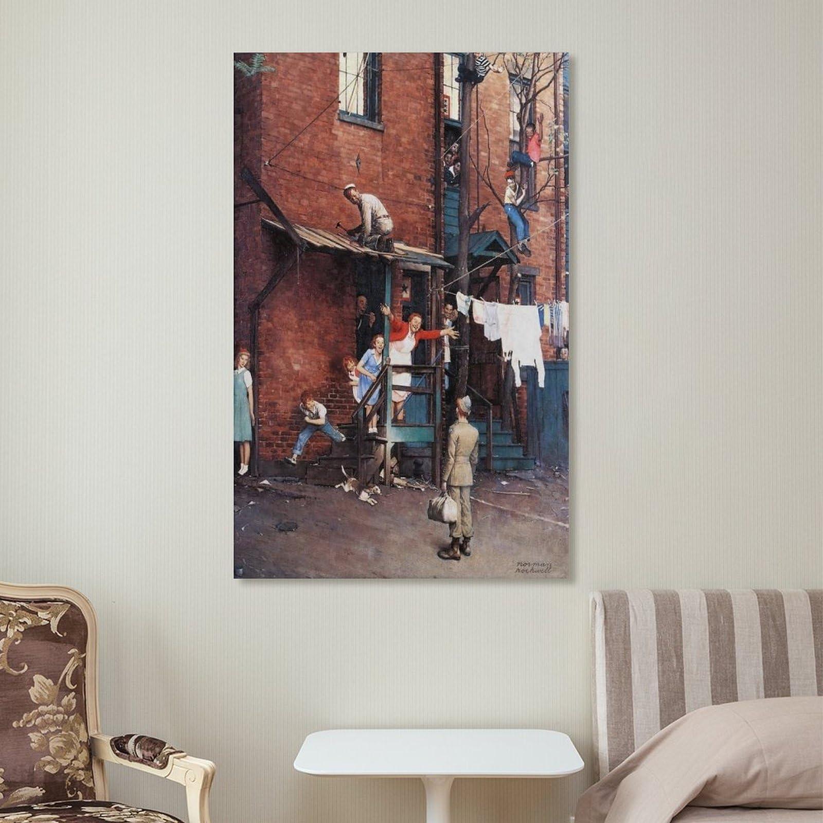 GERRIT Homecoming G.I. by Norman Rockwell Poster Canvas Wall Art Poster For Room Aesthetic And DecorCanvas Painting Posters And Prints Wall Art Pictures for Living Room Bedroom Decor 20x30inch(50x75cm) Unfr