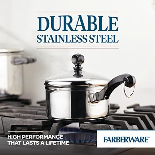 Farberware Farberware Classic Stainless Steel 1-Quart Covered Straining Saucepan, Silver