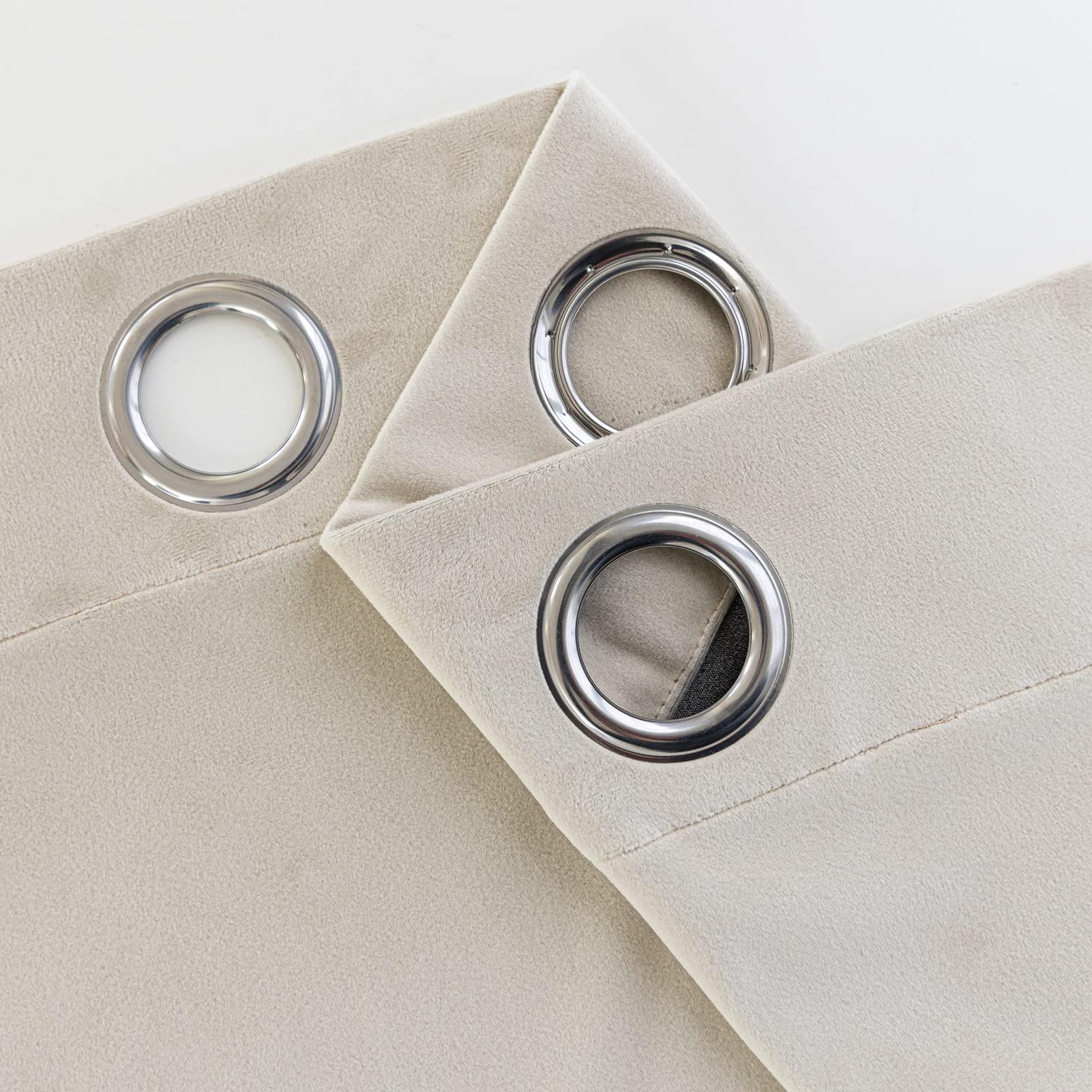 PLEASANT BOULEVARD PLEASANT BOULEVARD Velvet Curtains [2 Panels] Heavy Blackout Window Drapes with Grommet, Thermal Insulated Darkening Curtains for Living Room, Bedroom, & Home Decor (52" W x 95" L, New Beige)