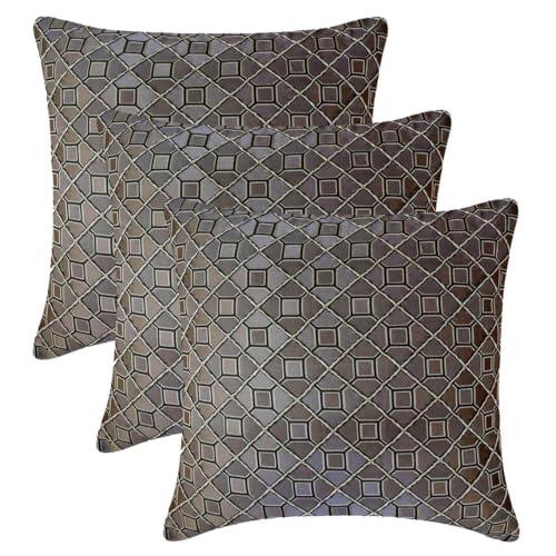 The HomeCentric The HomeCentric Decorative Throw Pillow Cover Brown 26\"x26\" (65x65 cm) Jacquard Textuured Cushion Covers for Sofa Chouch, Hotels, Living, Bed Room, Geometric Modern Style - Nexus