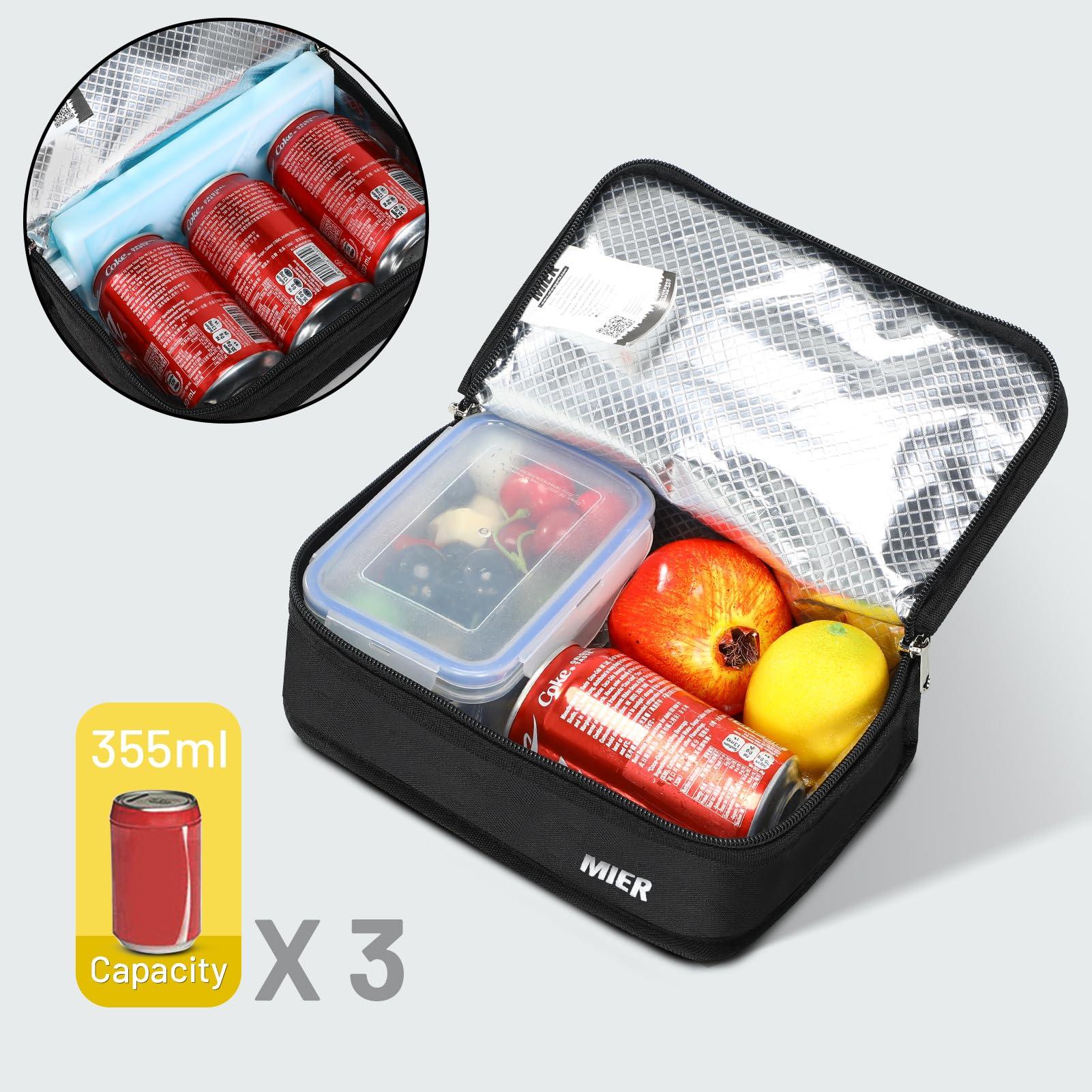 MIER MIER Portable Thermal Insulated Cooler Bag Mini Lunch Bag for Kids, Black