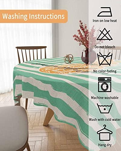 ZOE GARDEN Square Pineapple Tablecloth Waterproof & Stainproof Tablecloths, Wipeable Table Cloth Wrinkle-Free for Round/Rectangle/Oval/Square/Dining/Party/Wedding, Summer Shabby Chic Fruit Stripes 54x54