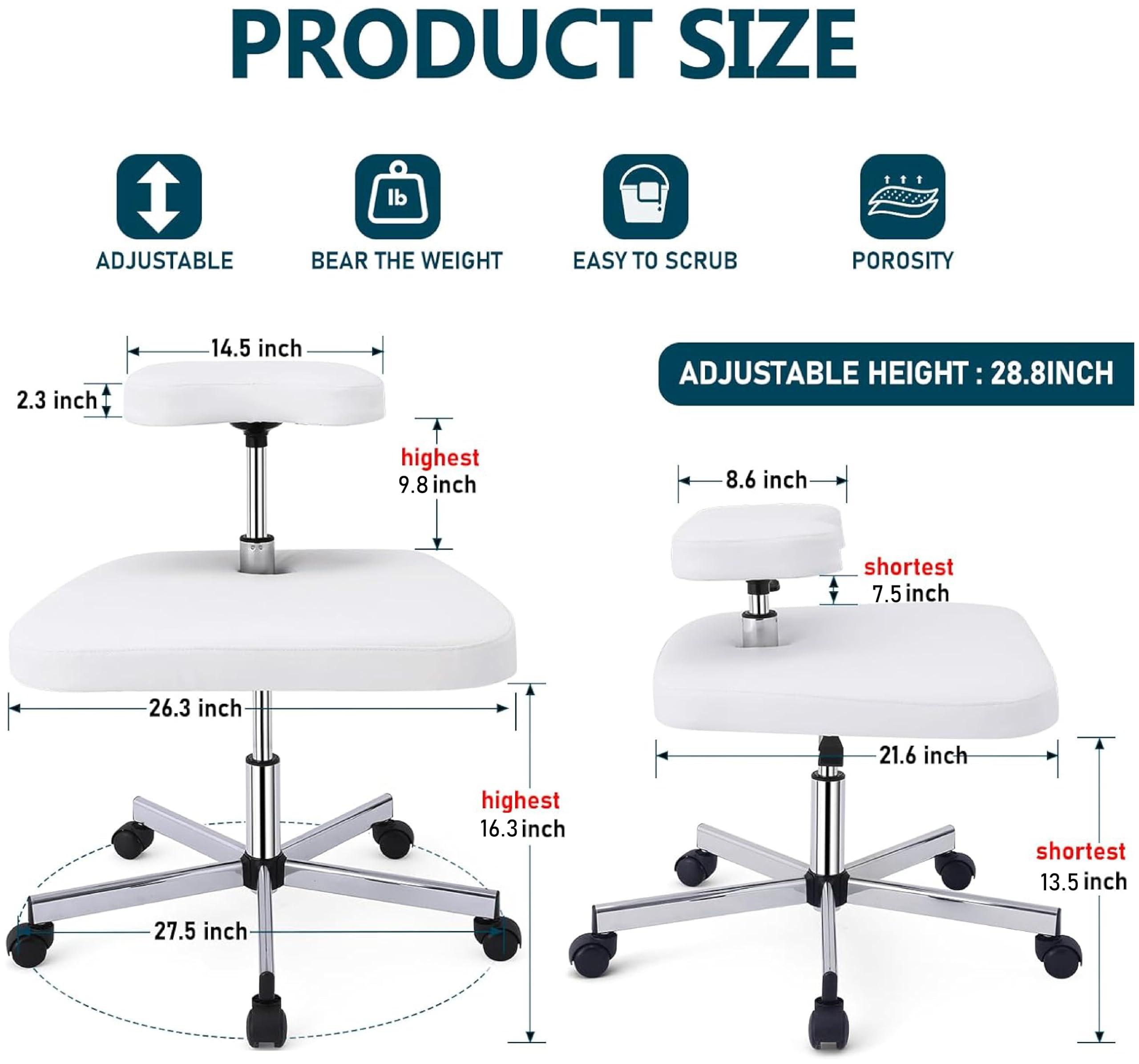 LHOOCX LHOOCX Meditation Chair Ergonomic Cross Legged Chair ADHD Chair with Wheels,Kneeling Chair for Office and Home,Yoga Chair ADHD Chairs for Adults(White)