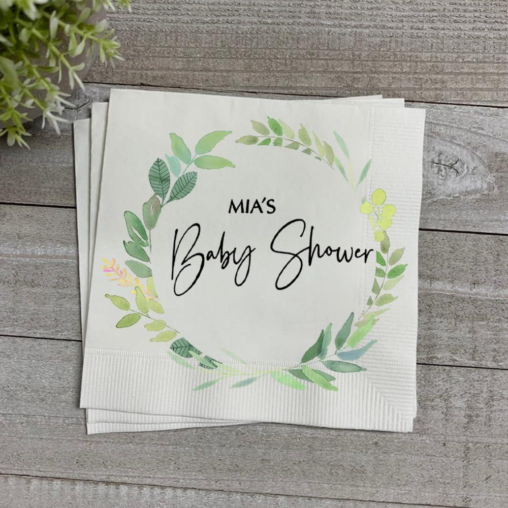 Evamall Personalized Baby Shower Napkins, Personalized Baby Name Cocktail Napkin, Customized Baby Shower Party, Baby Shower Decor, New Baby Party Tableware, Baby Girl Napkins For Shower