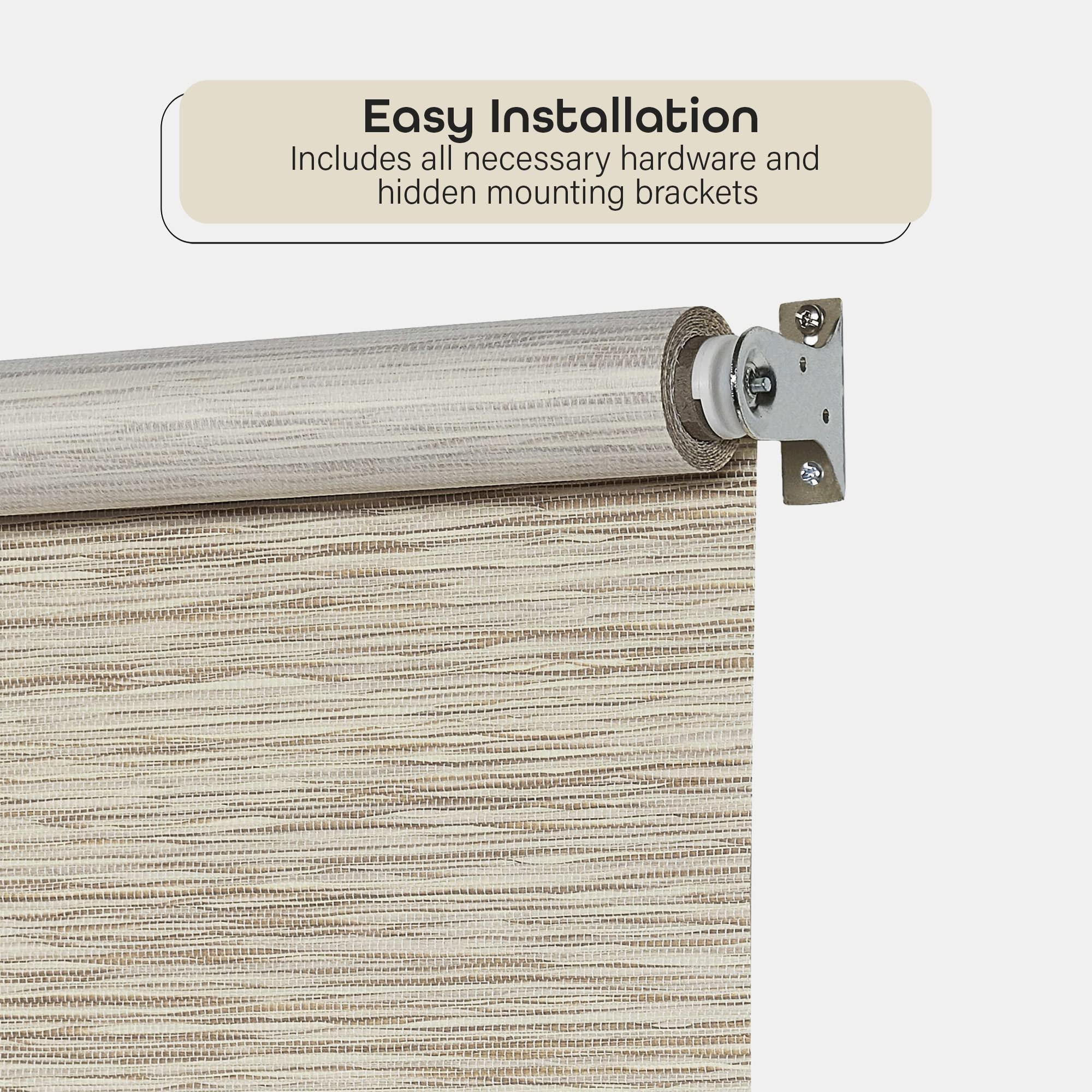 Achim Home Furnishings Cordless Privacy Jute Window Roller Shade - 59 Inch Width, 72 Inch Length - Natural - Light Filtering Woven Natural Fiber Horizontal Windows Blinds by Achim Home Decor