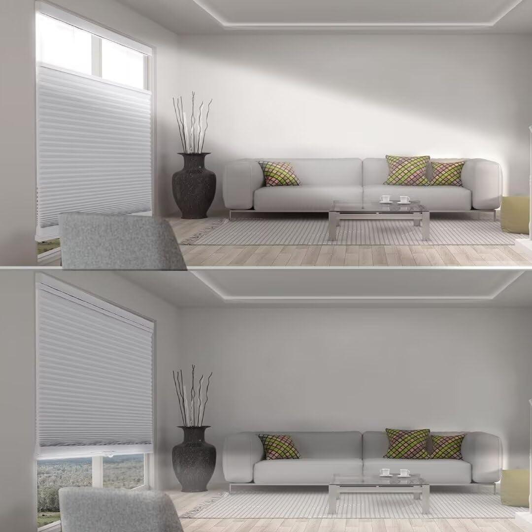 MYshade MYshade Custom Top Down Bottom Up Cellular Shades Light Filtering Up Down Window Blind Cordless Cellular Blinds & Shades Easy to Install 83" W x 48" H White