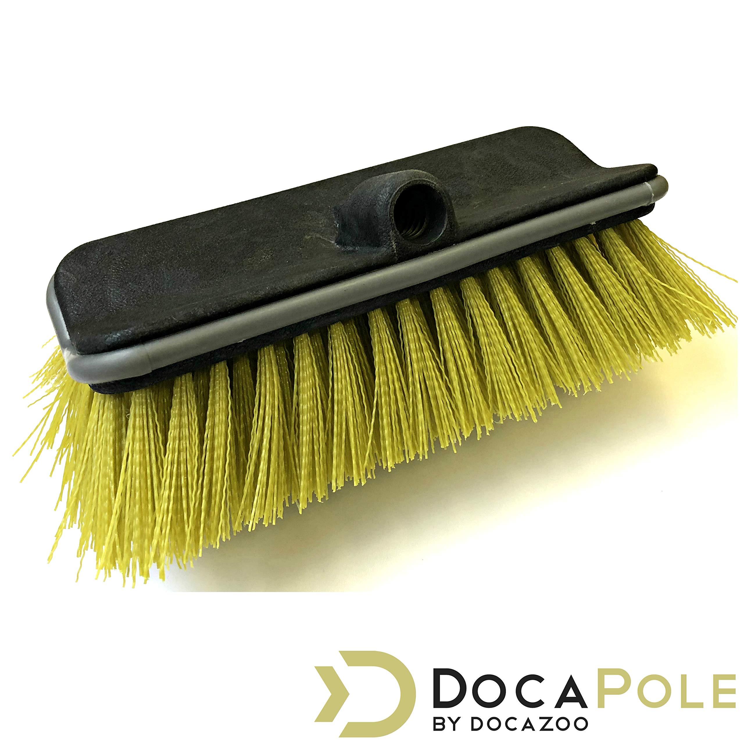DOCAZOO DOCA Floor Scrub Brush with Long Handle - Head Only - No Pole Extension Pole (6+ Reach) - Outdoor Broom - Car Wash Brush with Long Handle Also for House Siding, Deck, Patio & More