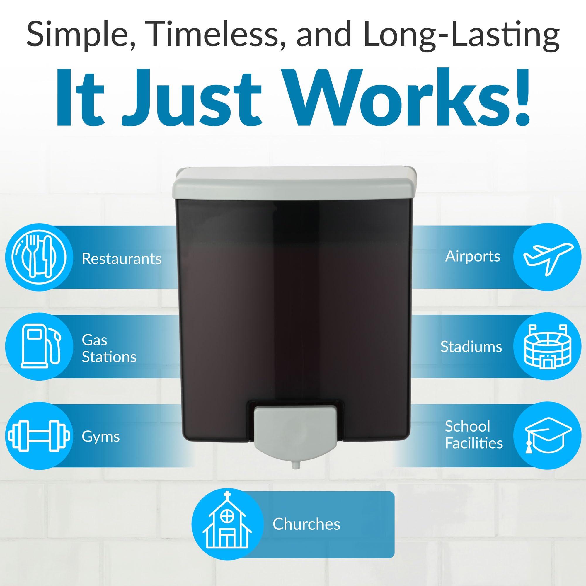 Bobrick Bobrick Surface-Mounted Soap Dispenser - Manual Wall-Mounted 40 fl oz Capacity Top Fill, ADA Compliant, Vandal-Resistant, Visible Soap Level, All-Purpose Liquid Soap Dispenser for Commercial Bathrooms (Model B-40)