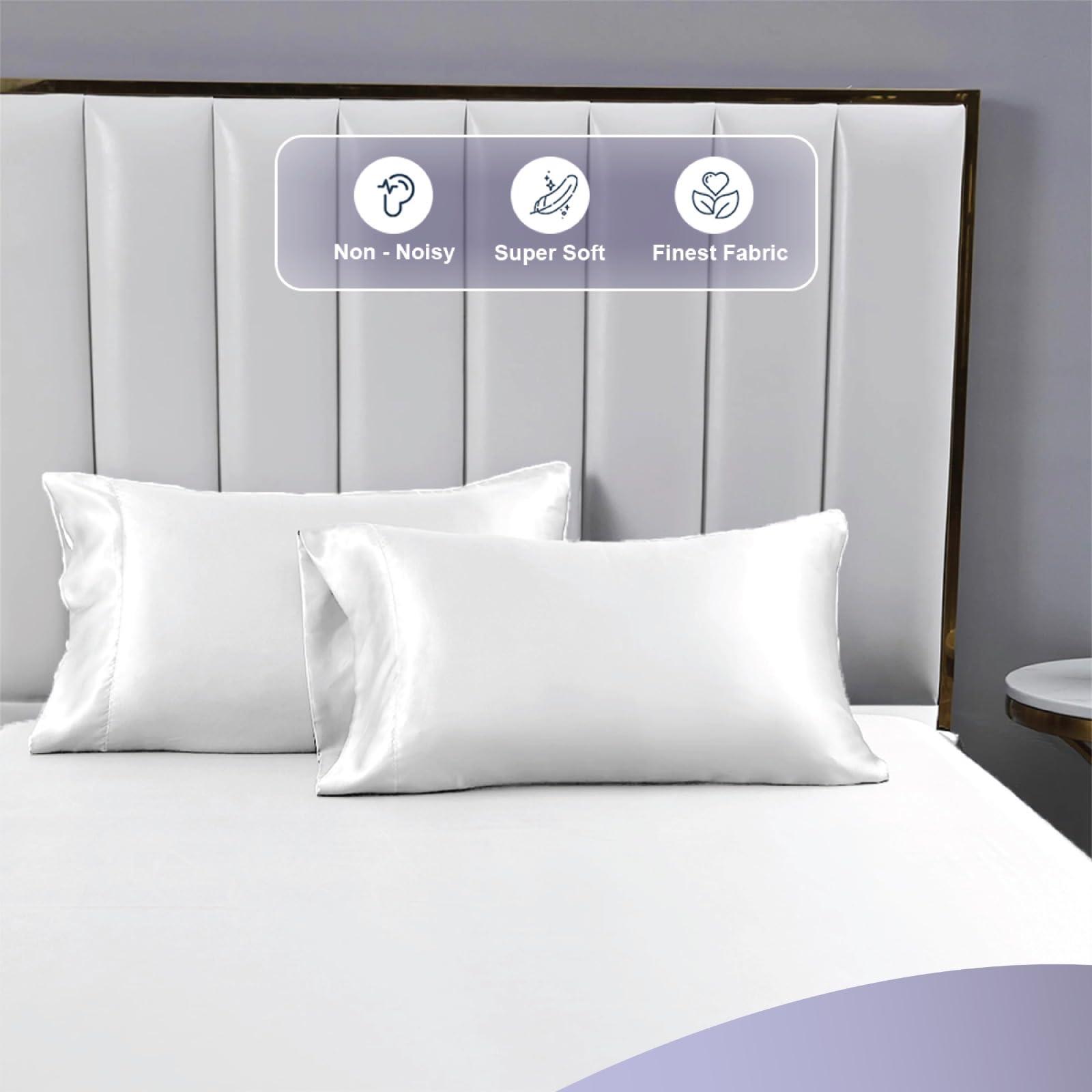 Cloud Fino Cloud Fino 4 Pc Silk Satin Sheets Set | Luxurious Fitted & Flat Sheets | Silk Pillowcase | Hotel Quality, Twin XL - Peach