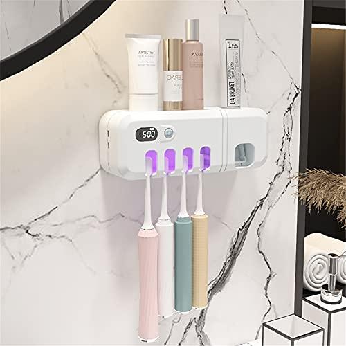 EUYIMOMO tooth brush holder,Automatic toothpaste squeezing toothbrush holder, wall-mounted non-perforated toothbrush holder-white