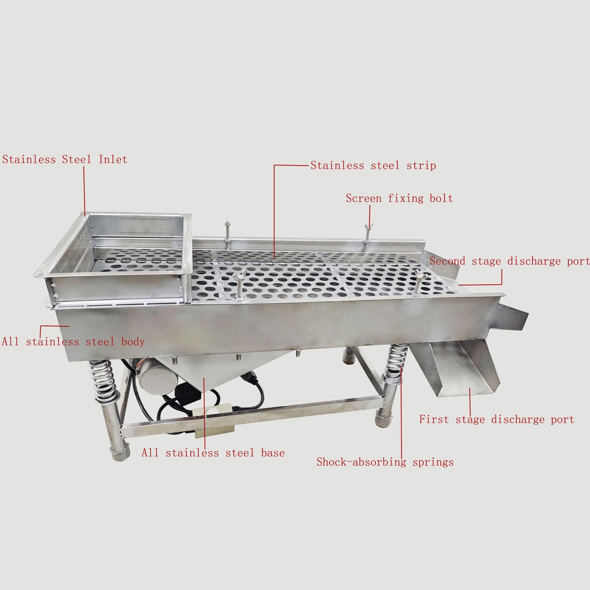 HQHAOTWU HQHAOTWU Linear Vibrating Screen Straight Vibrating Sieve Shaker Electric Linear Vibrating Sieve Machine JG30-75 Stainless Steel Vibrating Sieve 20mm Screen Single Layer with 1 Motor