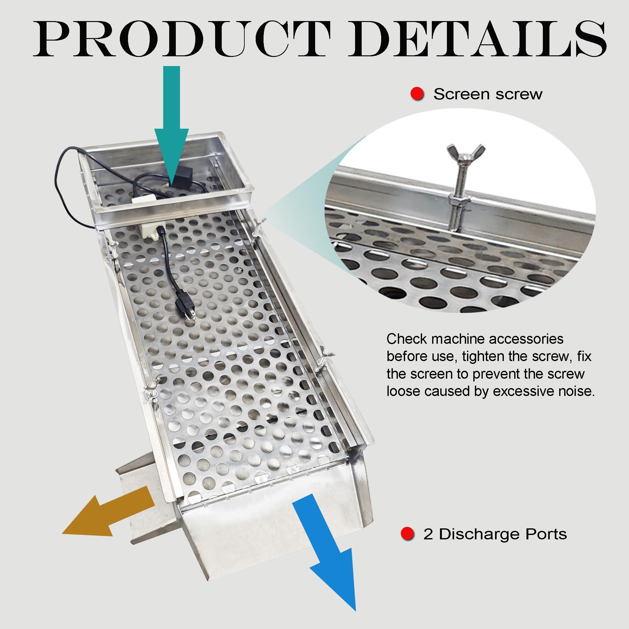 HQHAOTWU HQHAOTWU Linear Vibrating Screen Straight Vibrating Sieve Shaker Electric Linear Vibrating Sieve Machine JG30-75 Stainless Steel Vibrating Sieve 20mm Screen Single Layer with 1 Motor