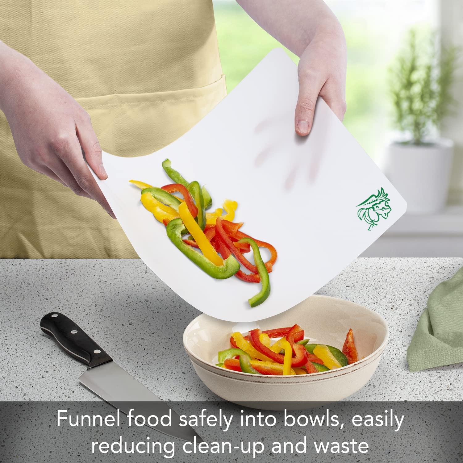 Counterart Flexible Cutting Board Mats Set of 3, Clear Frosted with Food Icons, Made in the USA of BPA Free Food Grade Plastic, 11.5 x 15