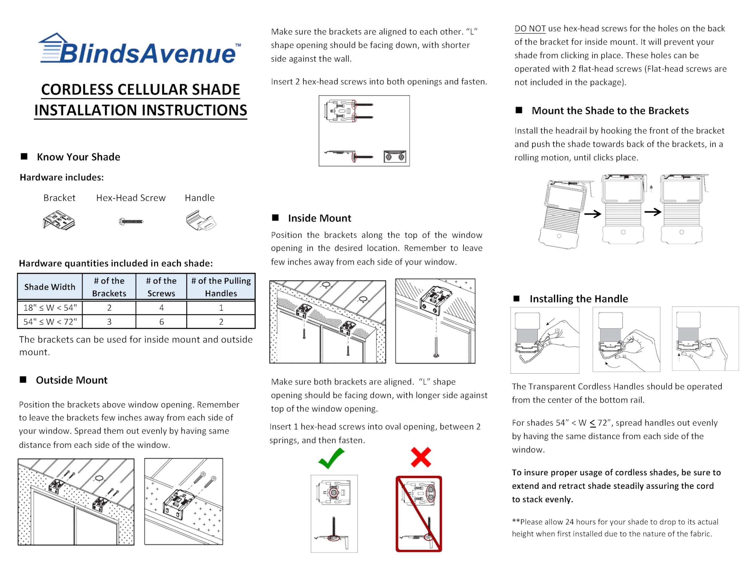 BlindsAvenue BlindsAvenue Cellular Honeycomb Cordless Shade, 9/16" Single Cell, Light Filtering, Winter White, Size: 57.5" W x 48" H